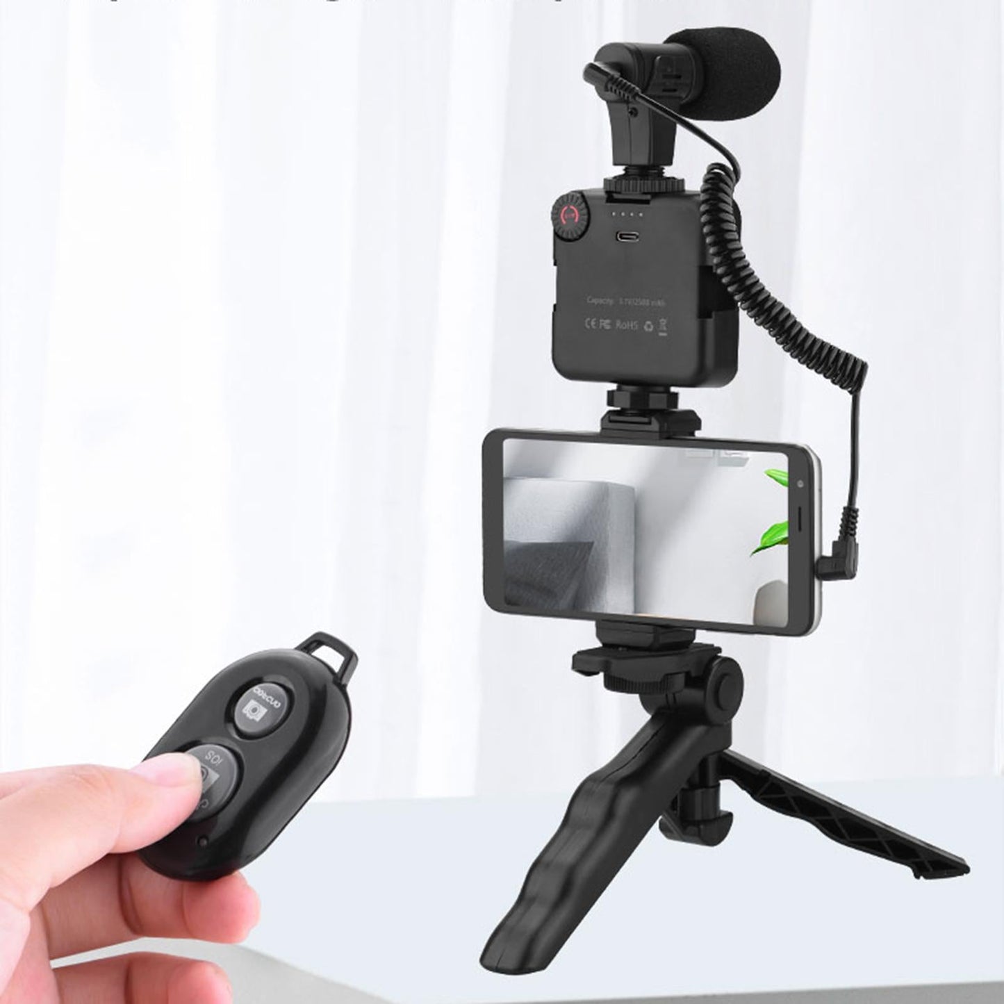 Universal Handheld Vlogging Kit Phone Vlog Kit Filming with LED Fill Light 4pcs with Mic