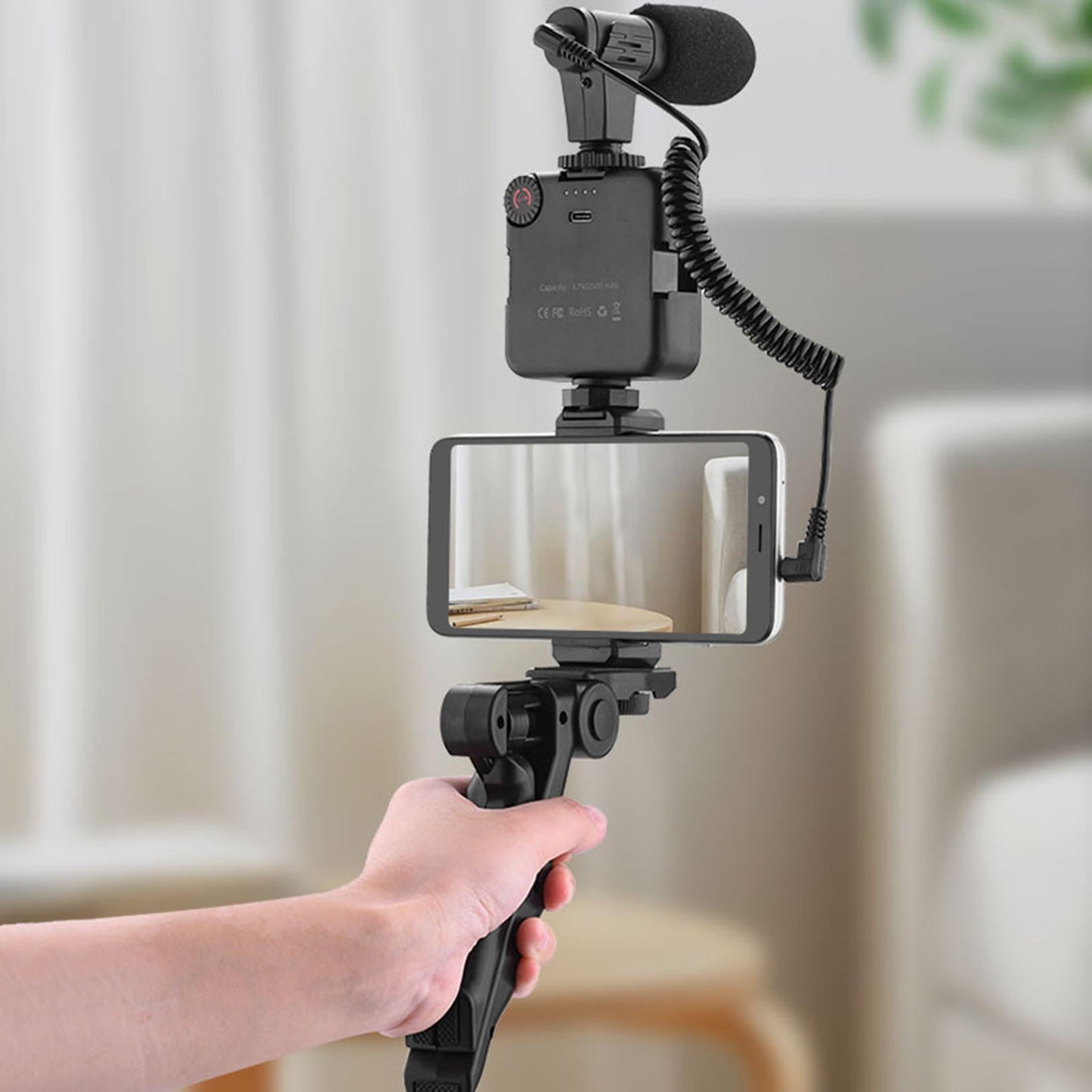 Universal Handheld Vlogging Kit Phone Vlog Kit Filming with LED Fill Light 5 Pieces in 1 Set