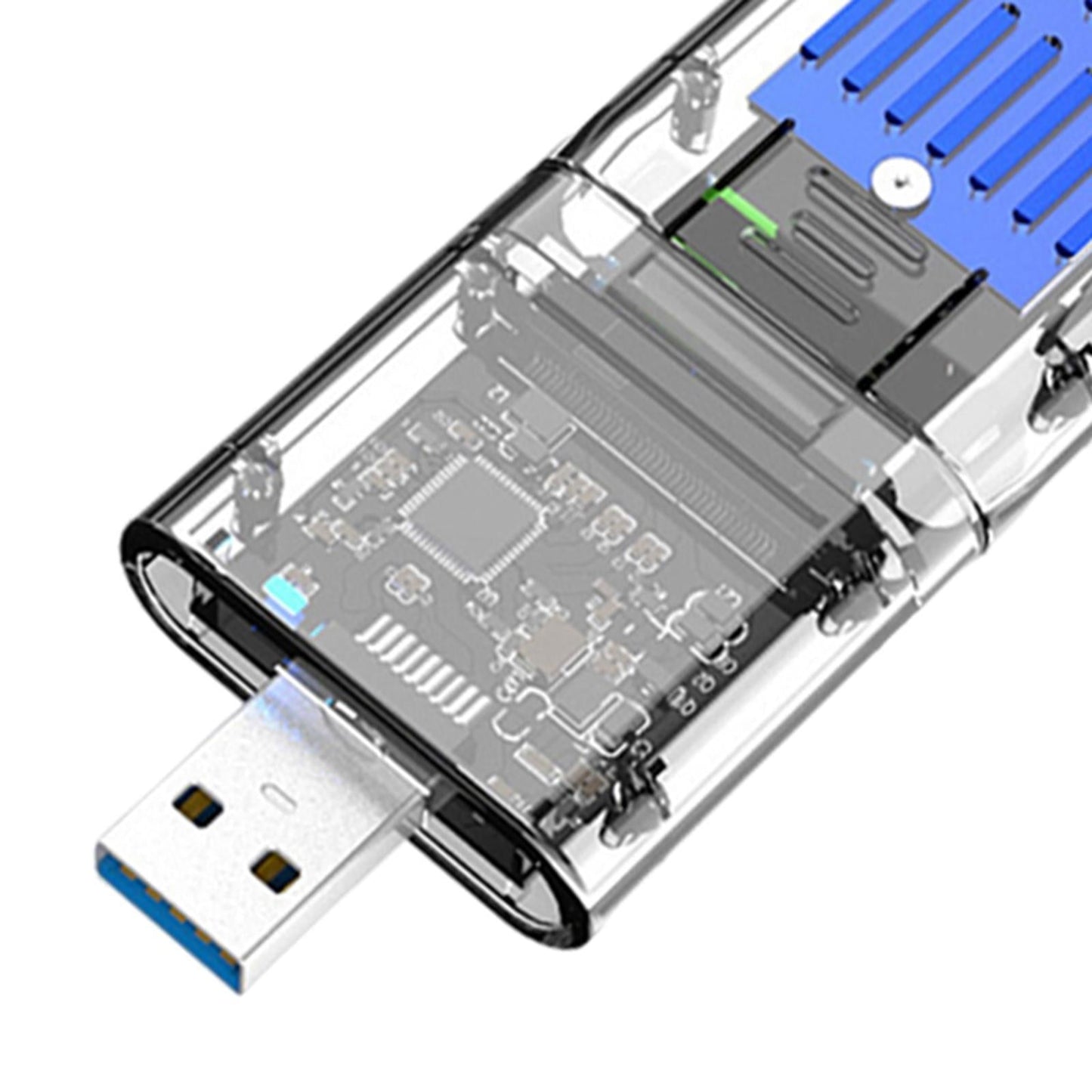 SSD to SATA 5 Gbps Hard Drive Enclosure Plug and Play External Perspective Blue