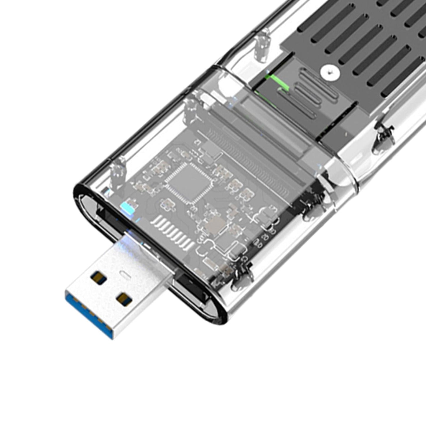 SSD to SATA 5 Gbps Hard Drive Enclosure Plug and Play External Perspective Black