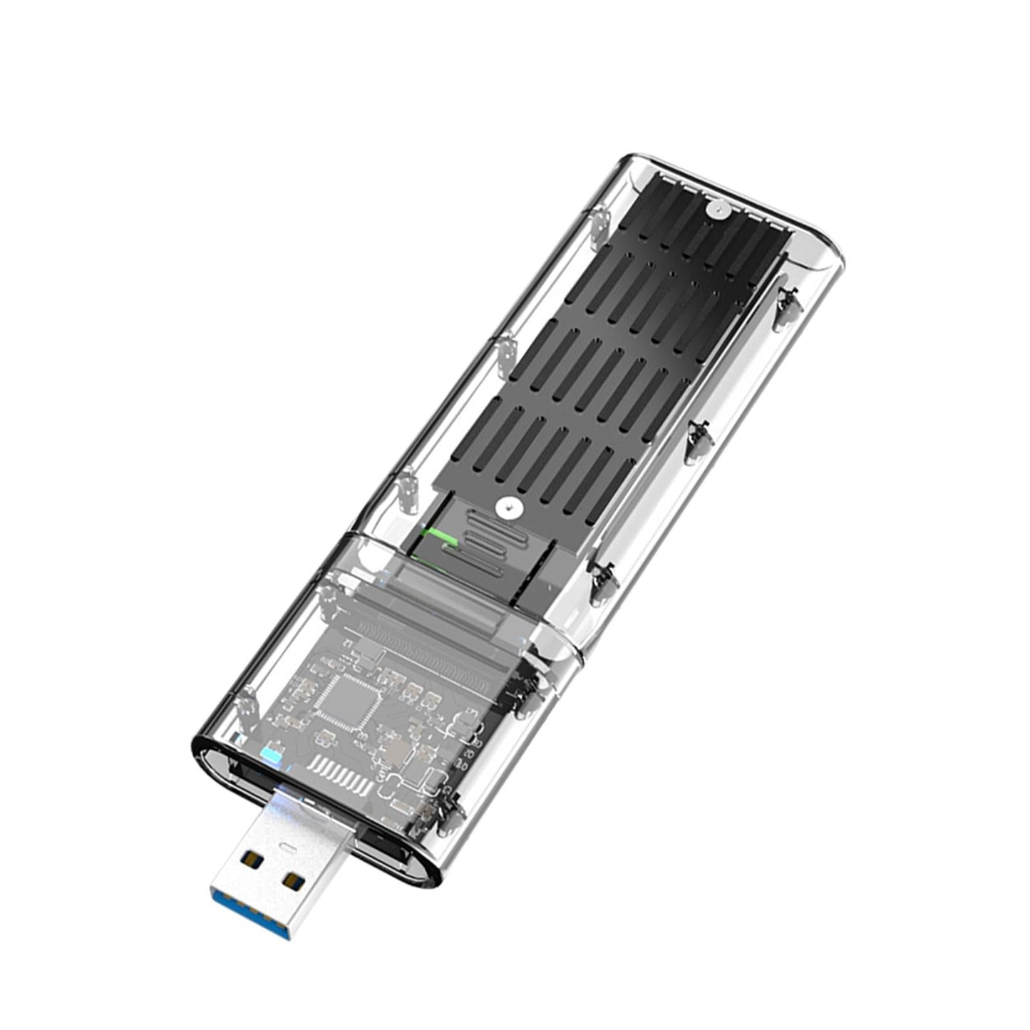 SSD to SATA 5 Gbps Hard Drive Enclosure Plug and Play External Perspective Black