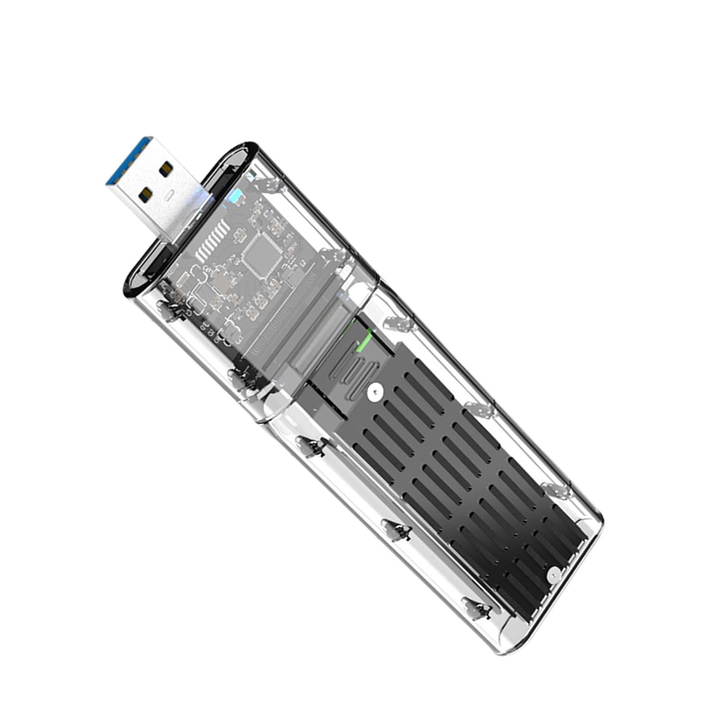 SSD to SATA 5 Gbps Hard Drive Enclosure Plug and Play External Perspective Black