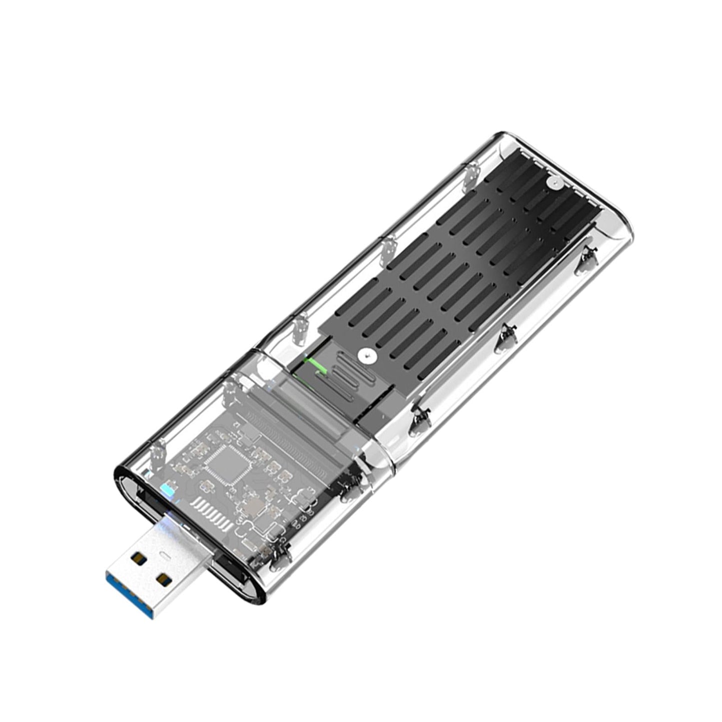 SSD to SATA 5 Gbps Hard Drive Enclosure Plug and Play External Perspective Black