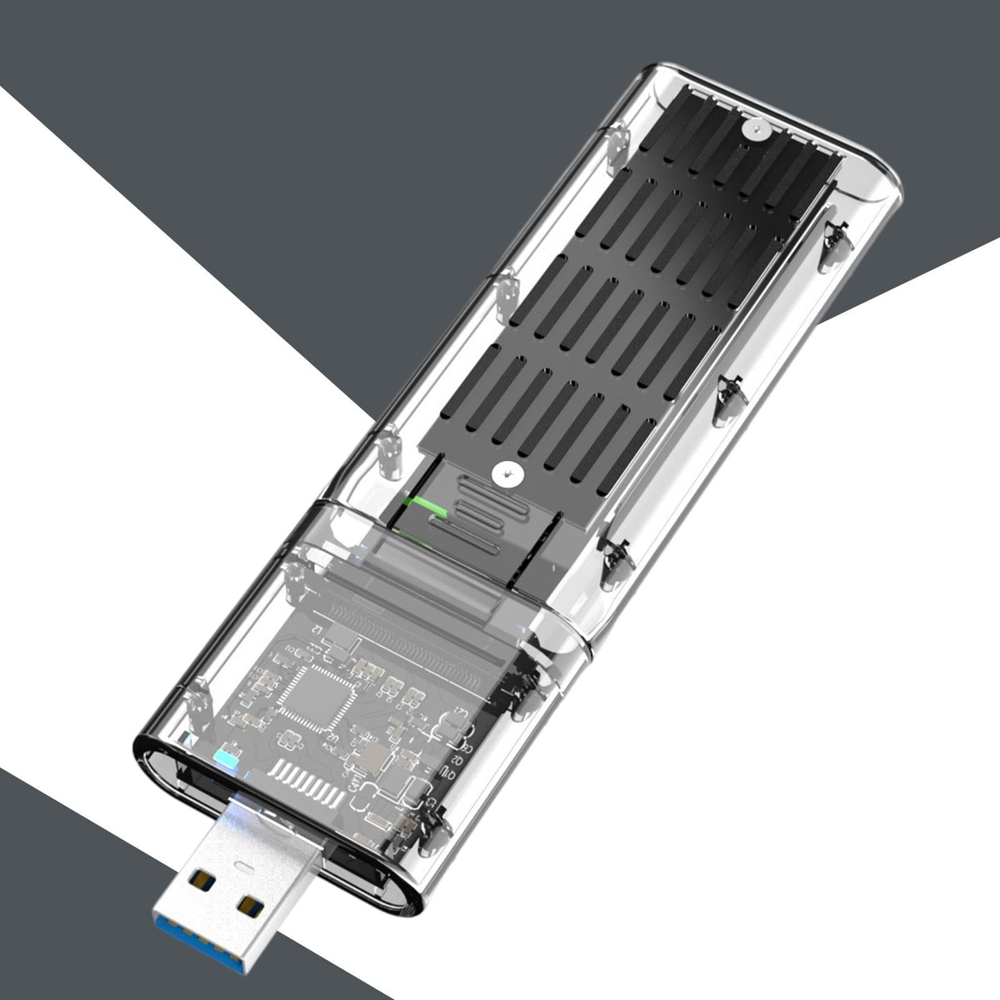 SSD to SATA 5 Gbps Hard Drive Enclosure Plug and Play External Perspective Black