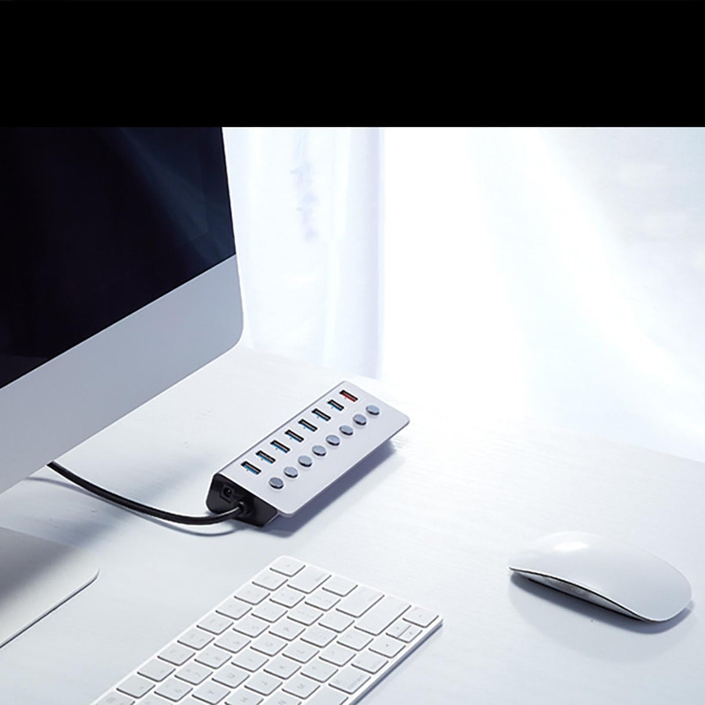 Powered 8-Ports USB 3.0 Hub USB Splitter 7 USB Data Ports Laptop PC Mouse