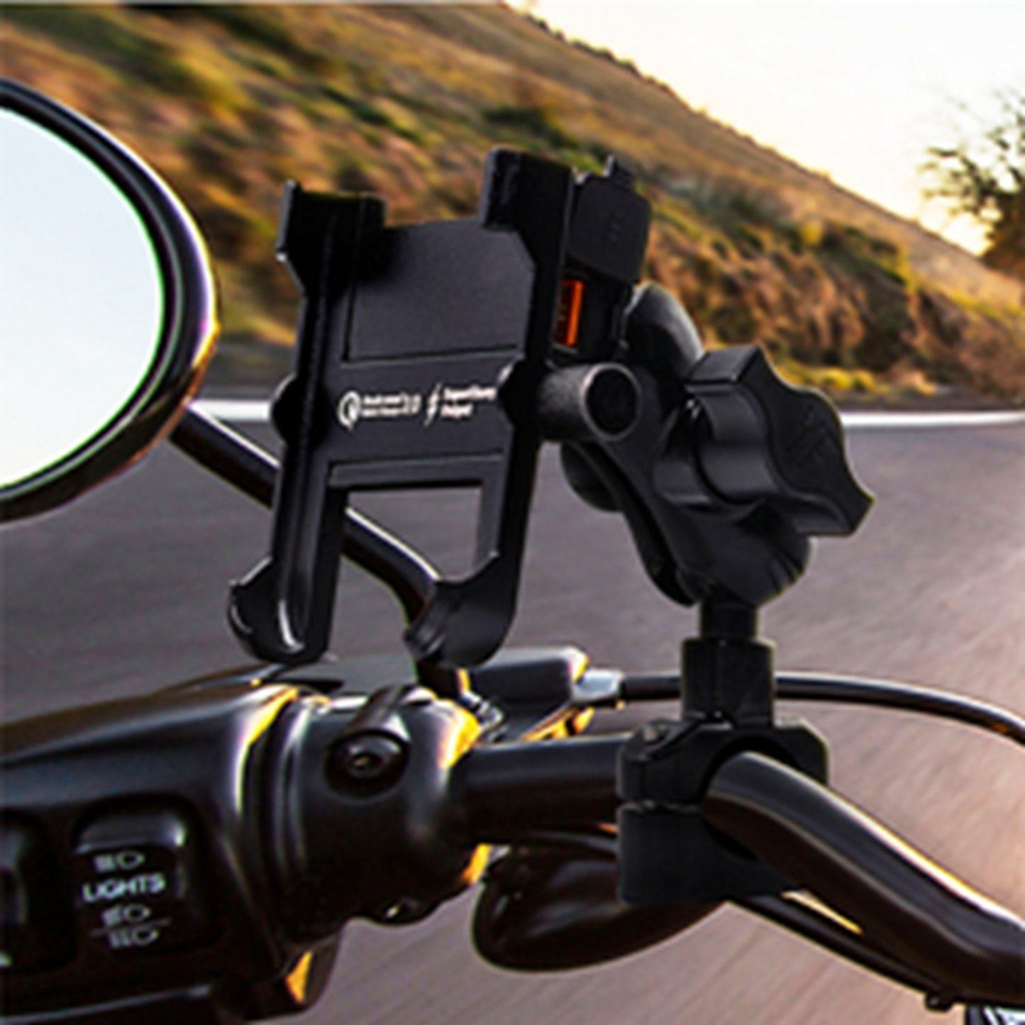 Motorcycle Smartphone Bracket for Cruiser Waterproof Intelligent Recognition Black