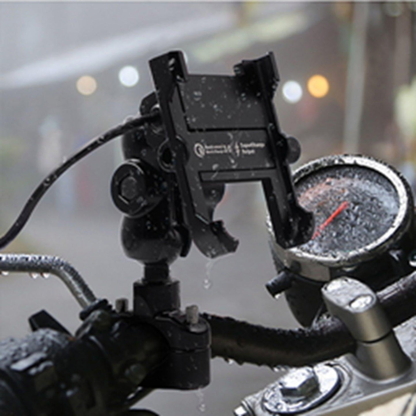 Motorcycle Smartphone Bracket for Cruiser Waterproof Intelligent Recognition Black