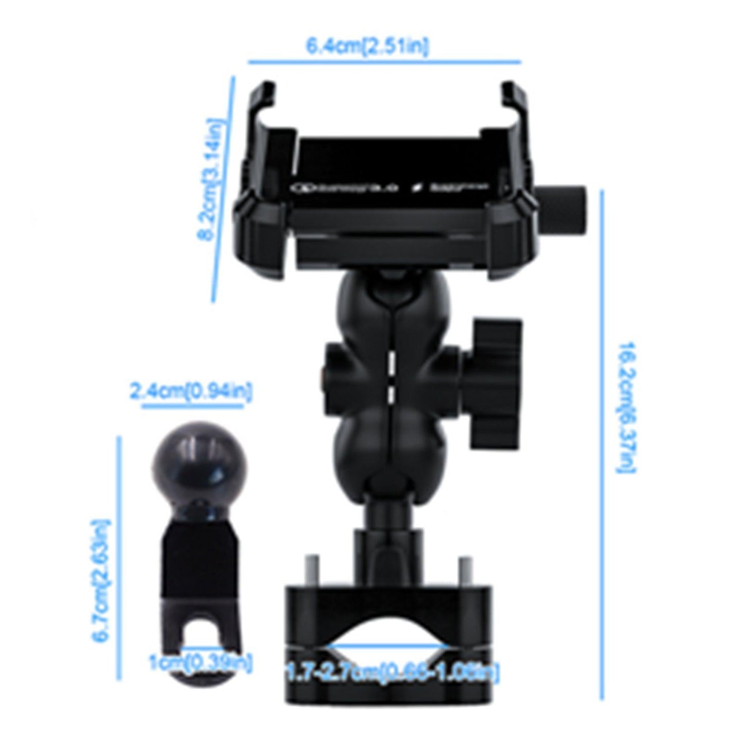 Motorcycle Smartphone Bracket for Cruiser Waterproof Intelligent Recognition Black