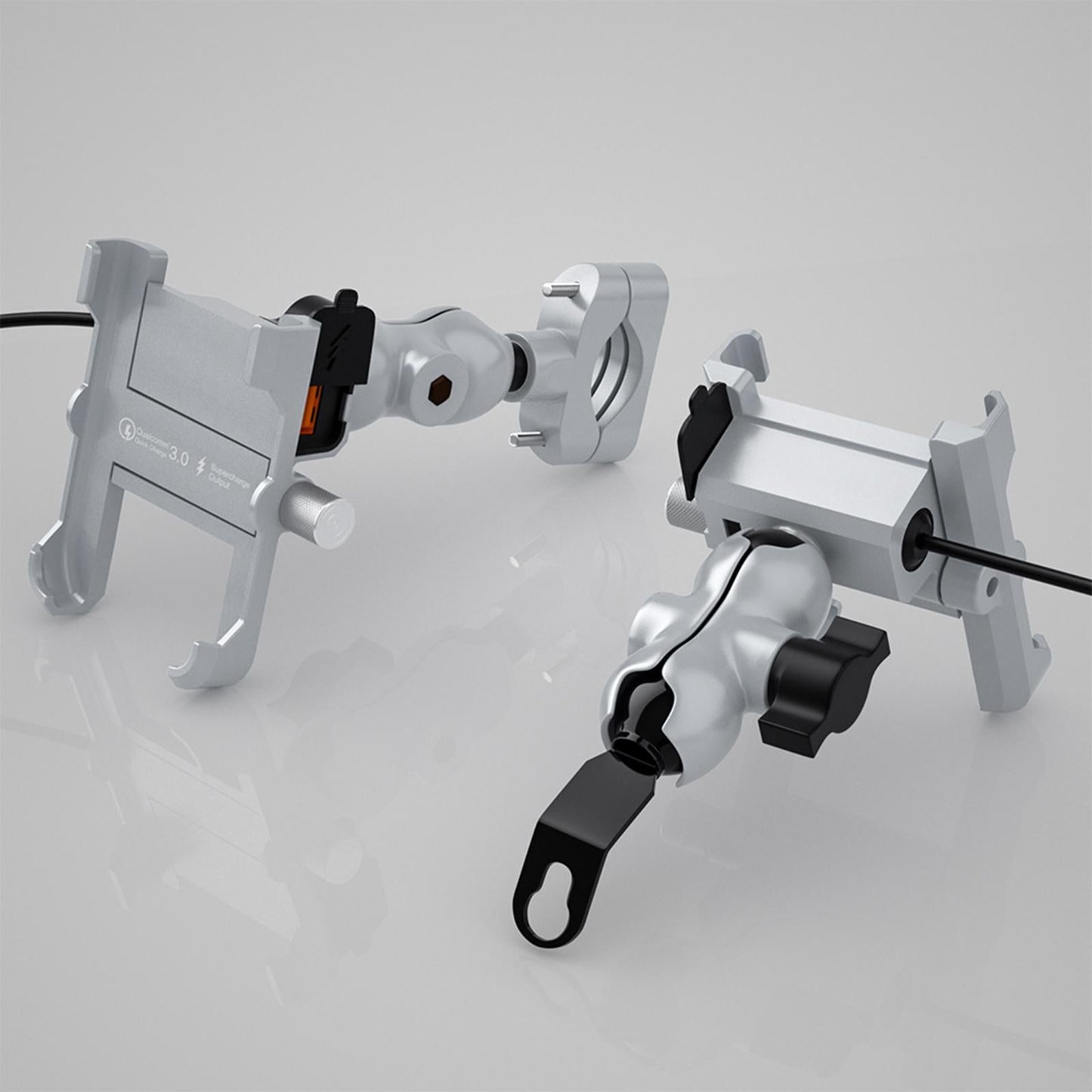 Motorcycle Smartphone Bracket for Cruiser Waterproof Intelligent Recognition Silver Gray