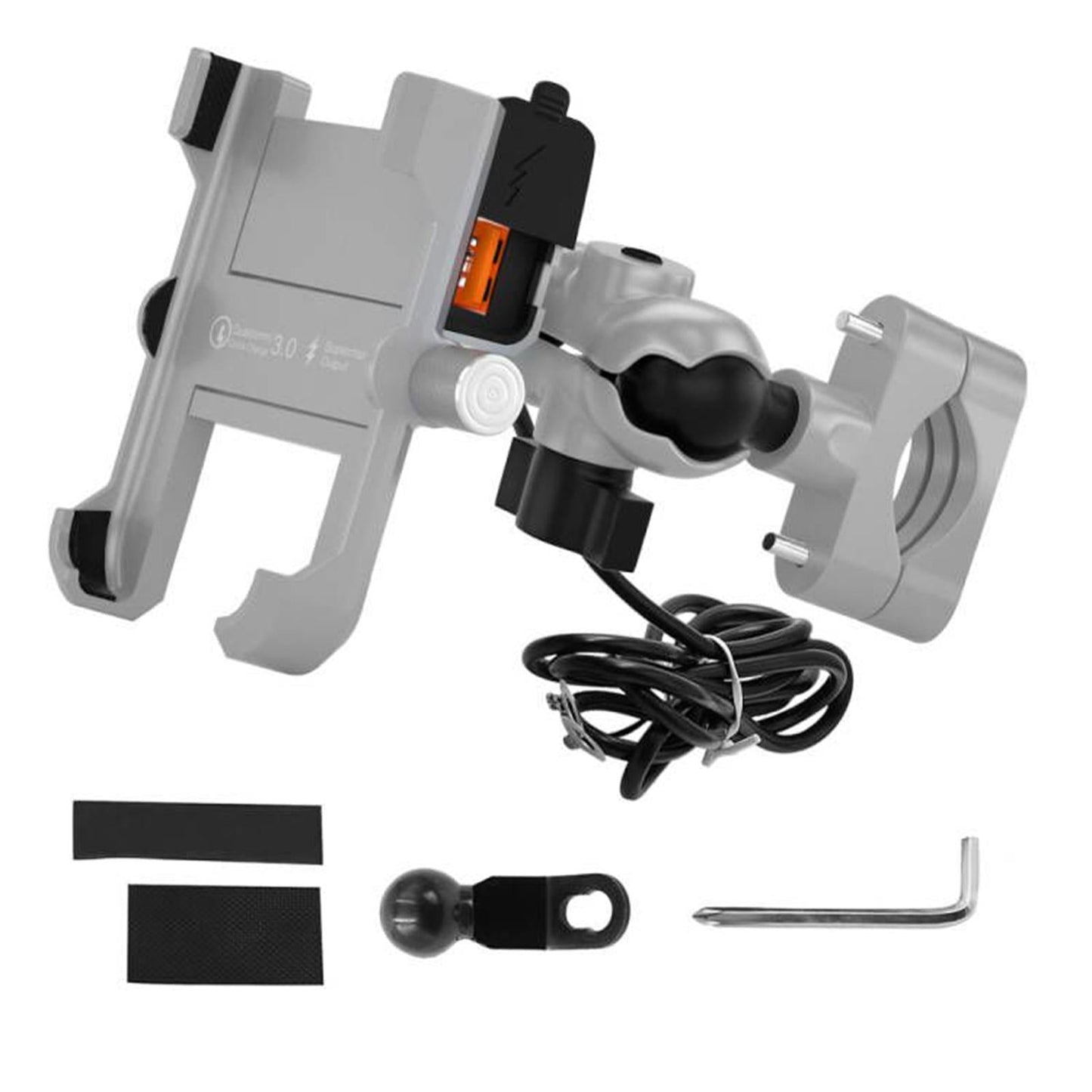 Motorcycle Smartphone Bracket for Cruiser Waterproof Intelligent Recognition Silver Gray