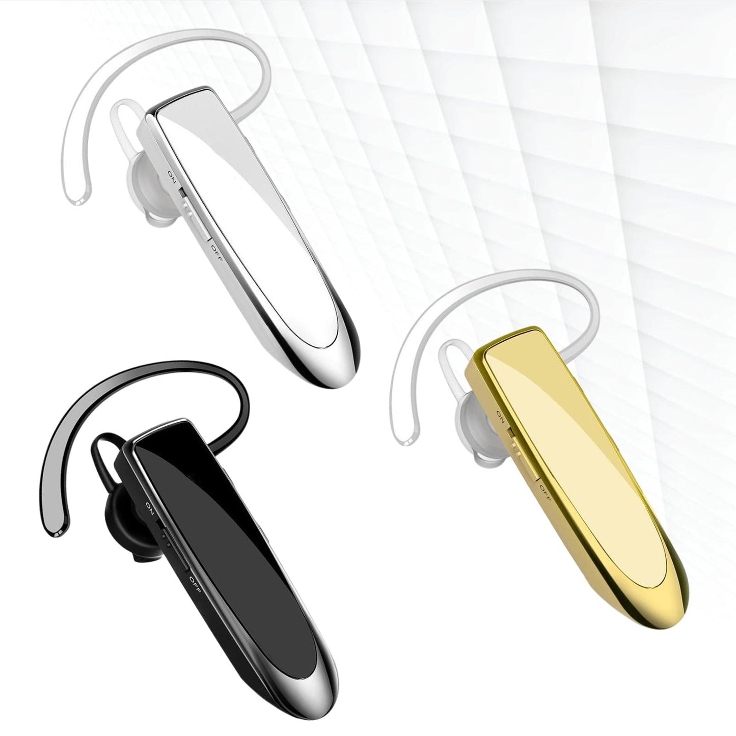 Bluetooth Headset Wireless Earpiece Business Workout Trucker Driving White