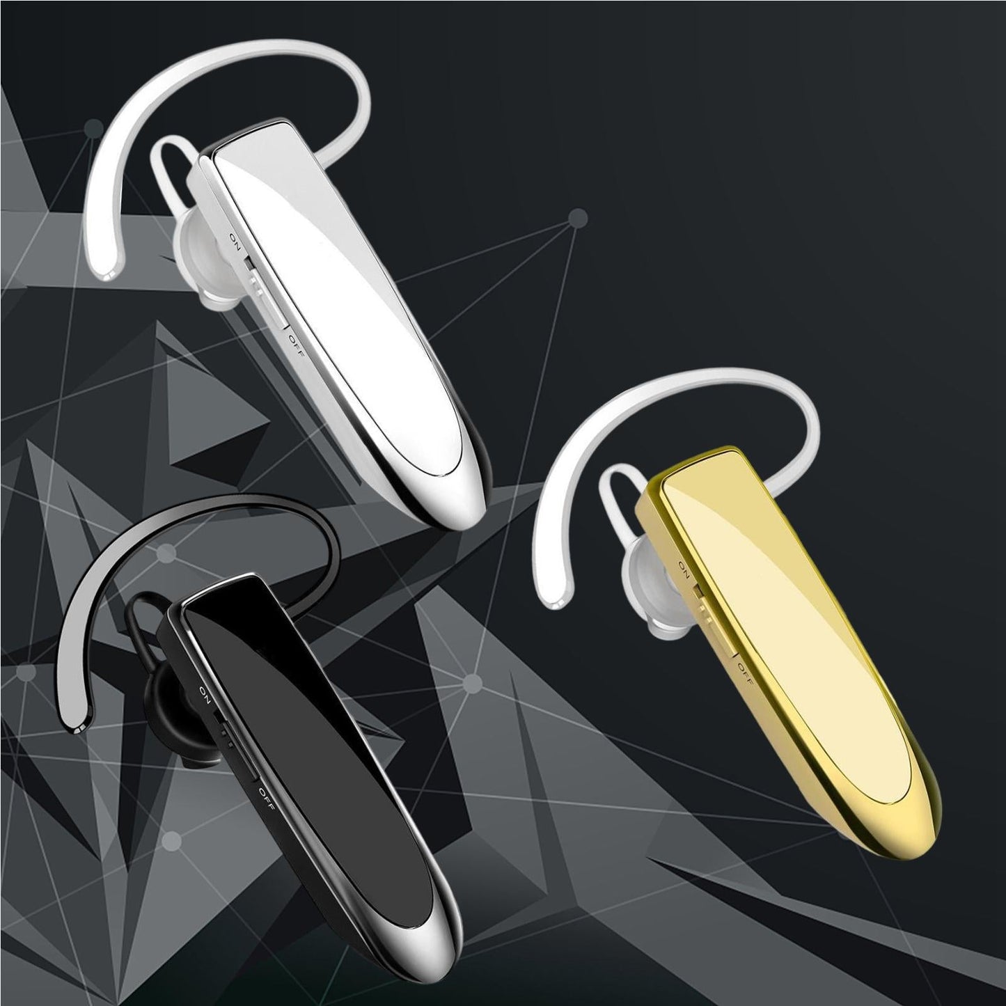 Bluetooth Headset Wireless Earpiece Business Workout Trucker Driving White