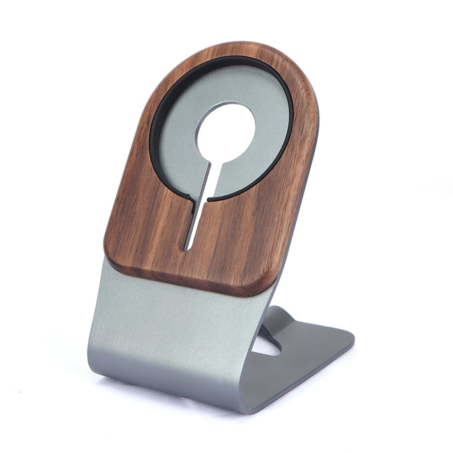 Phone Stand Portable Aluminum for MagSafe Charger MagSafe IS Not Included Gray Peach wood