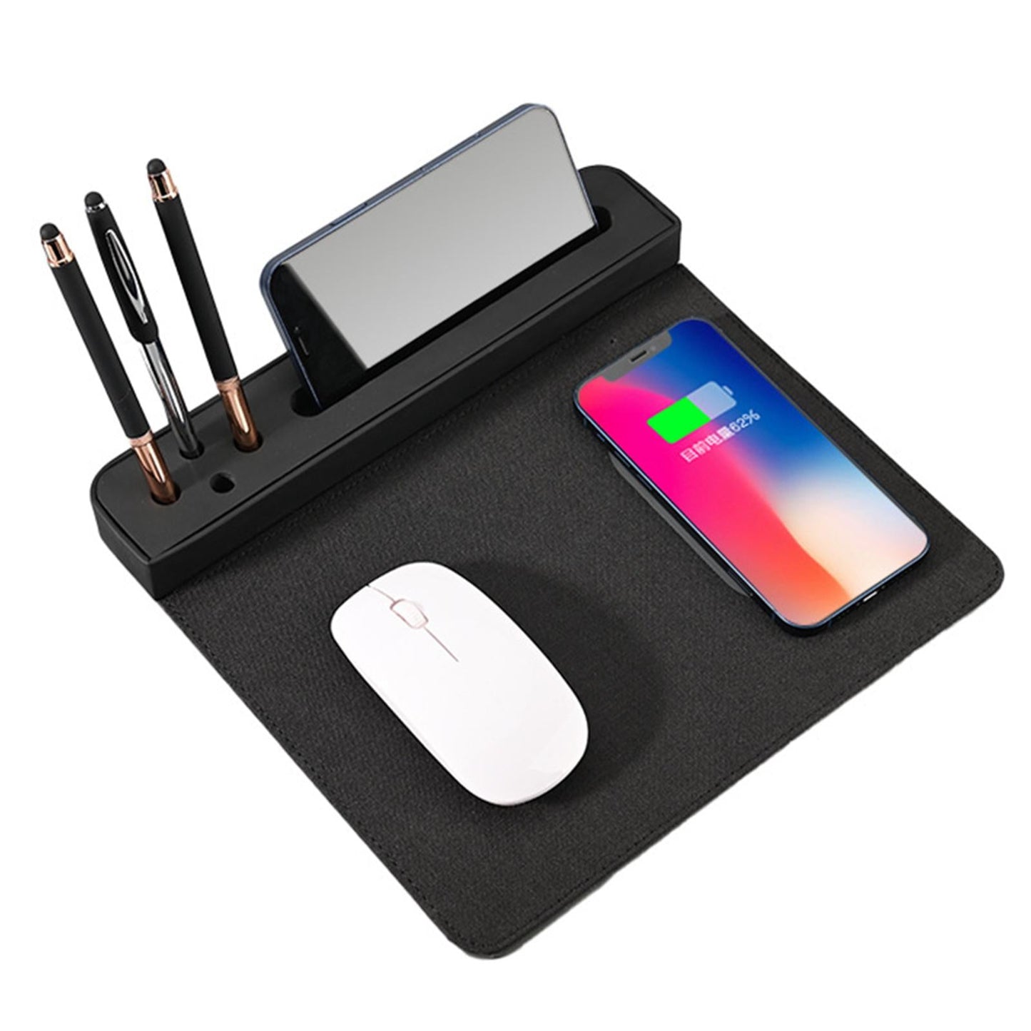 Wireless Charging Mousepad Creative Computer Mat for Phones Gaming PC Laptop 270x250x30mm Black Slot