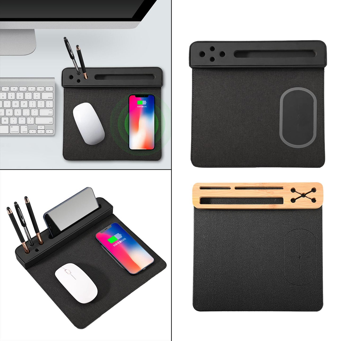 Wireless Charging Mousepad Creative Computer Mat for Phones Gaming PC Laptop 270x250x30mm Black Slot