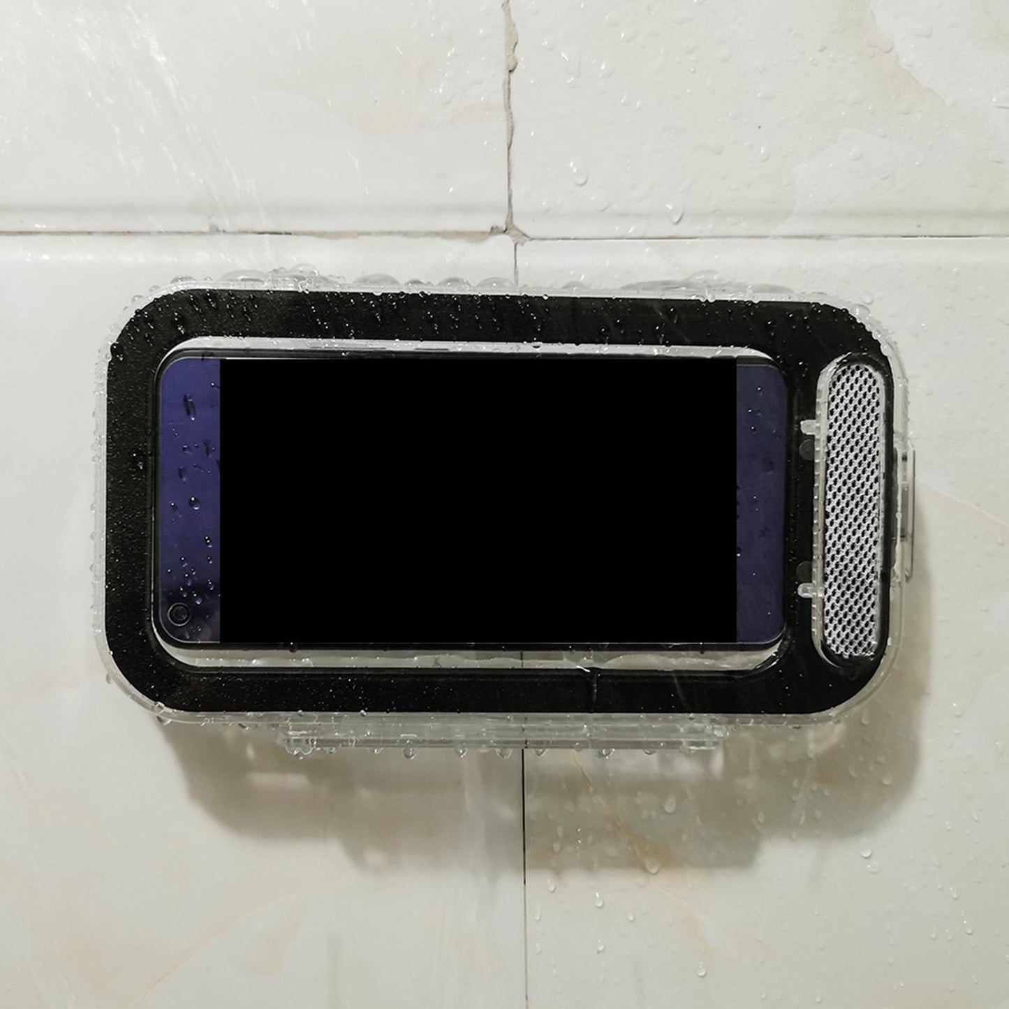 Waterproof Anti-Fog Clear Shower Wall Phone Holder Case Adhesive Punch-free