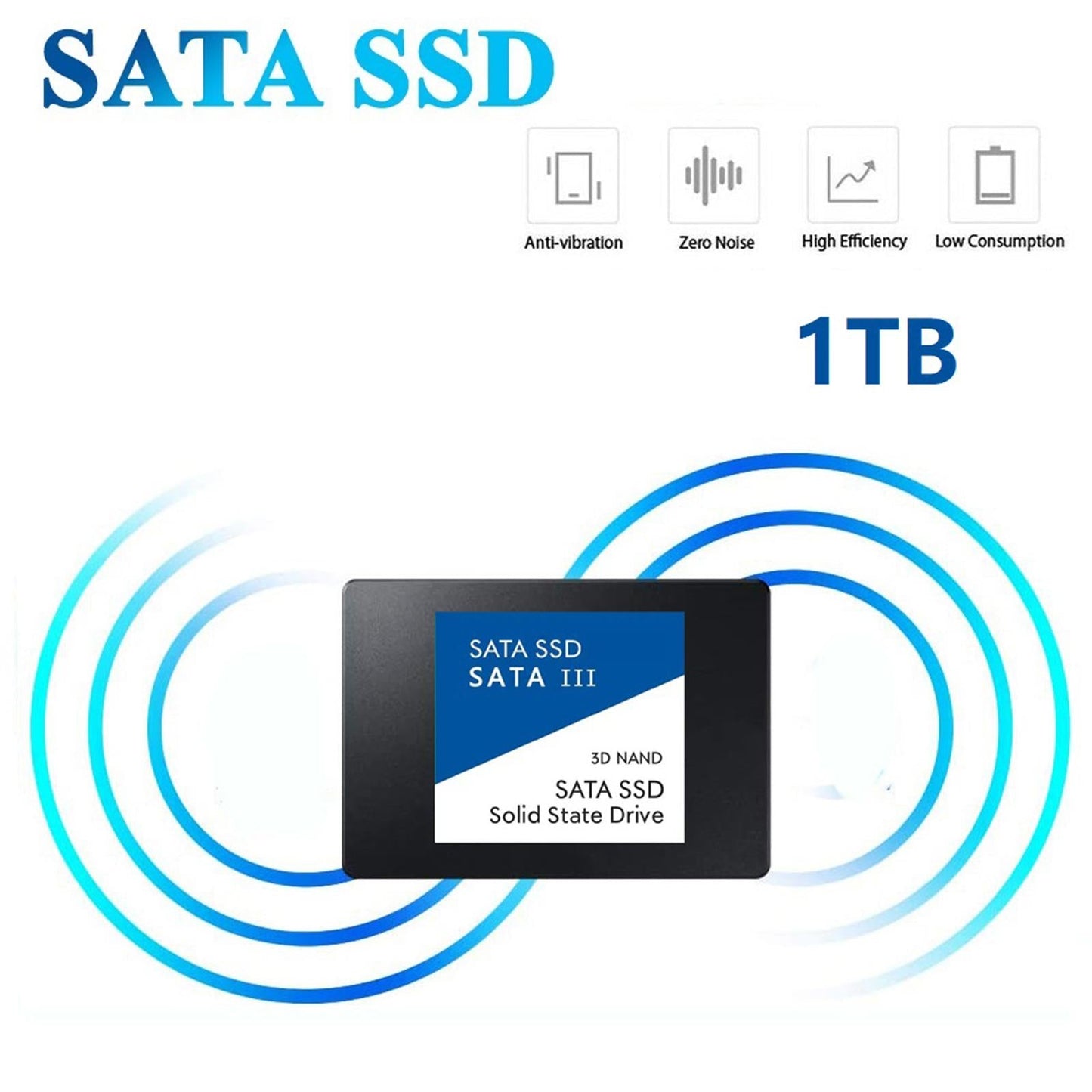2.5 inches SATA 3.0 SSD Internal Solid State Drive for PC Laptop Blue 1TB