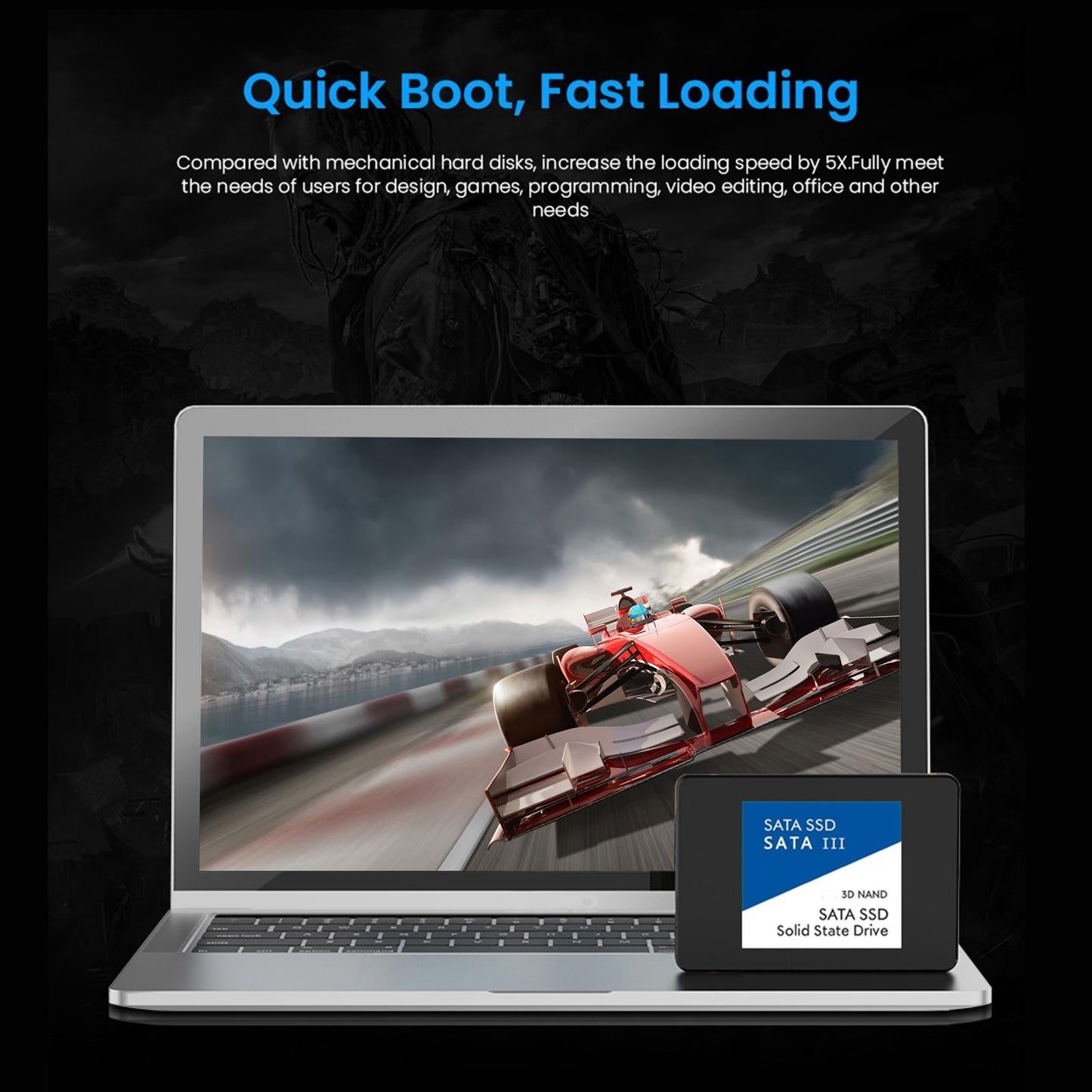 2.5 inches SATA 3.0 SSD Internal Solid State Drive for PC Laptop Blue 1TB