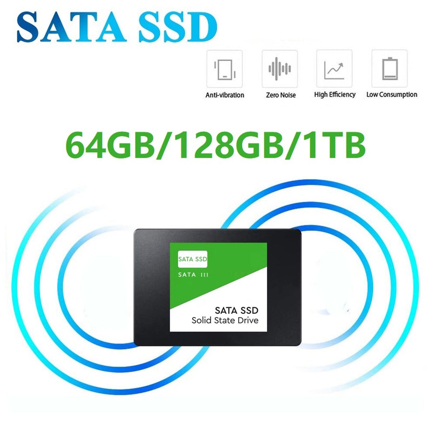 2.5 inches SATA 3.0 SSD Internal Solid State Drive for PC Laptop Green 128GB