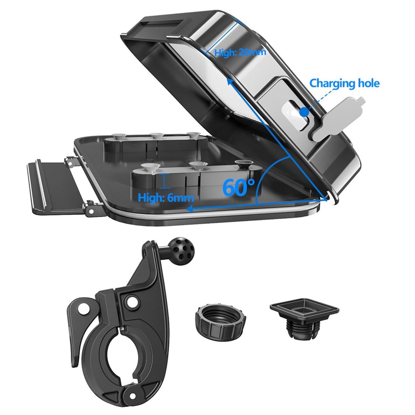 Waterproof Bicycle Motorcycle Handlebar Smart Phone Holder Case Shockproof