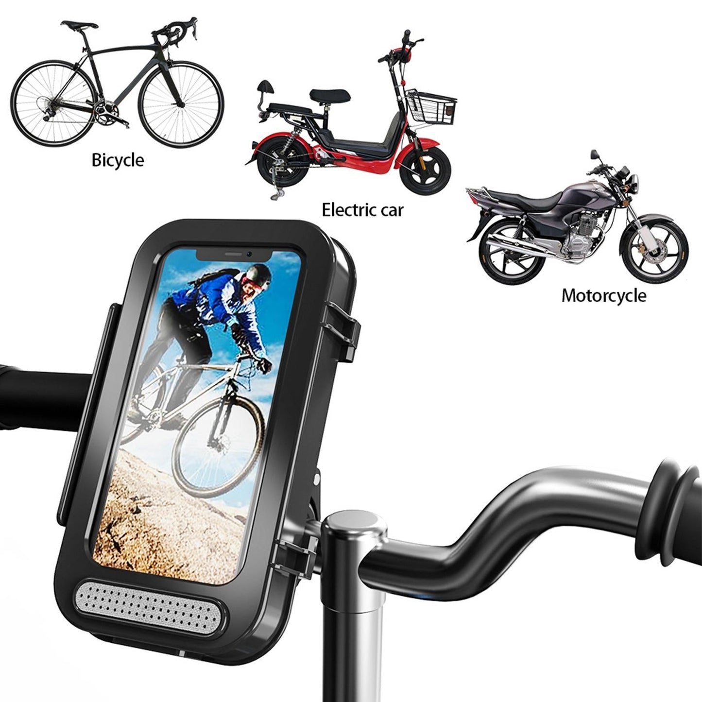 Waterproof Bicycle Motorcycle Handlebar Smart Phone Holder Case Shockproof