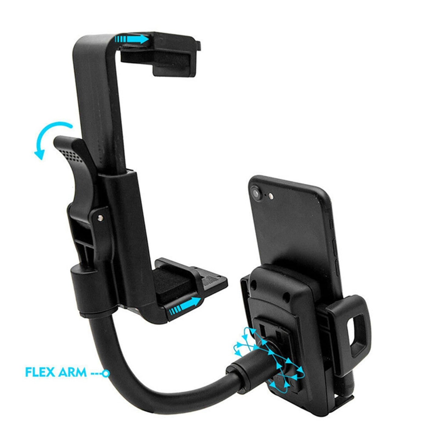 Car 360-degree Rearview Mirror Mount GPS Phone Holder Stand Adjustable