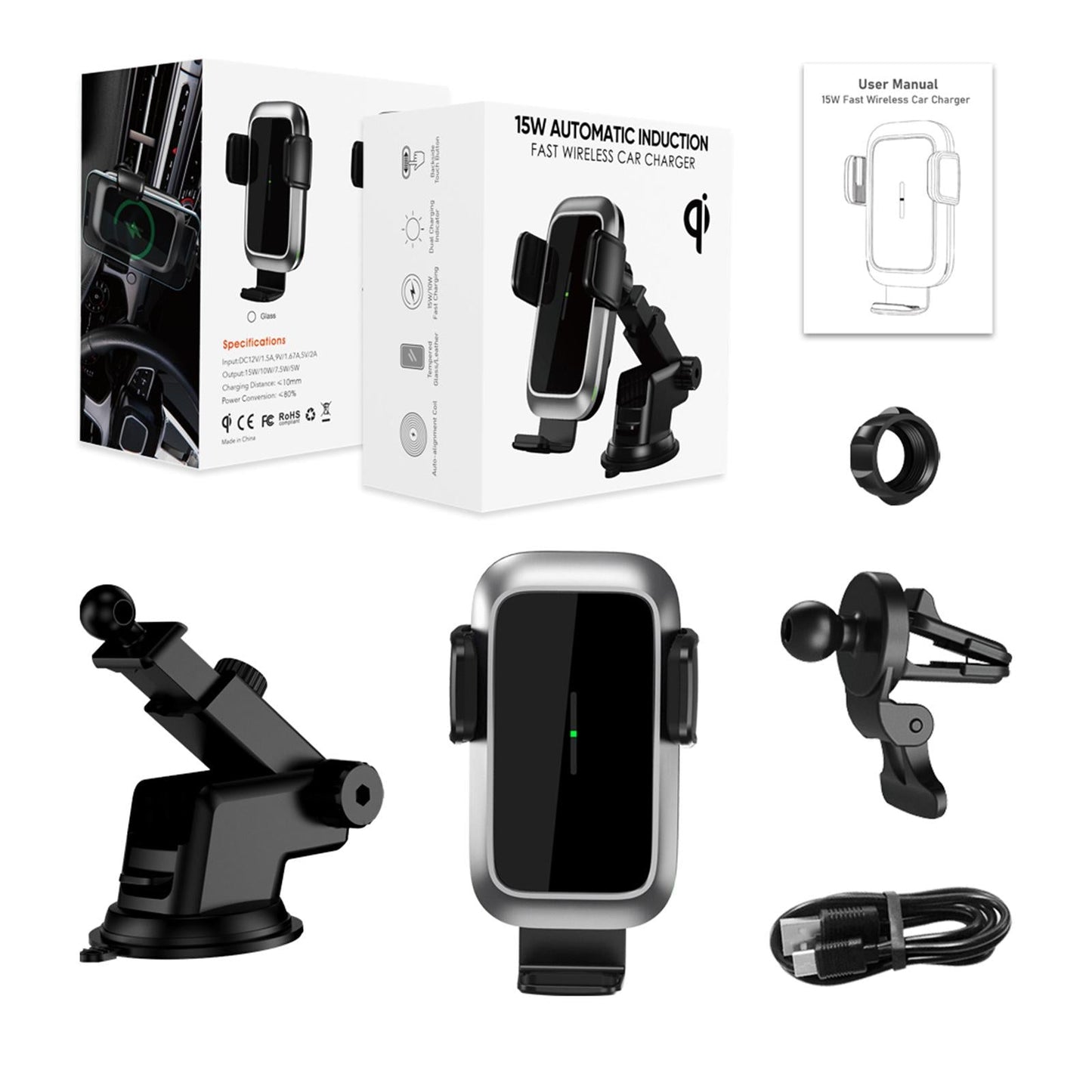 Wireless Car Charger Car Mount Phone Holder for Smartphones