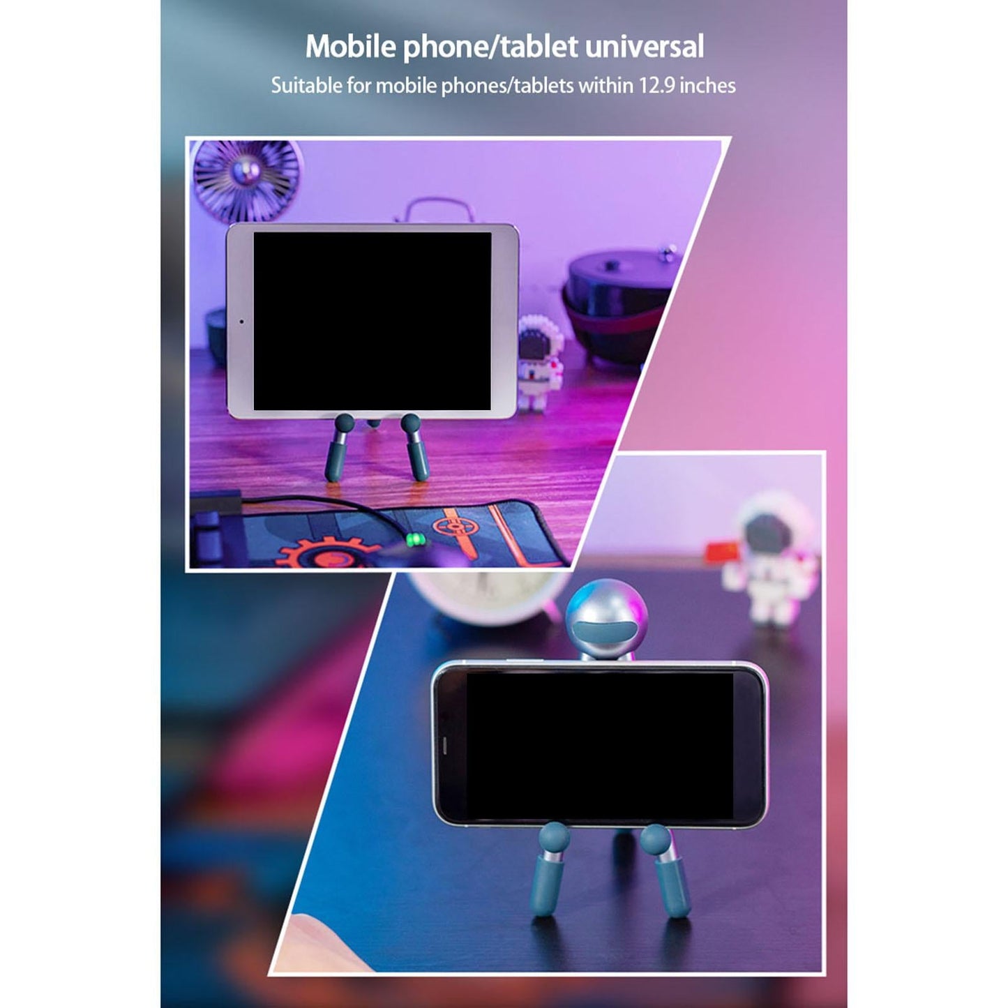 Metal Phone Tripod Adjustable Cellphone Storage Holder Bracket Emerald Green