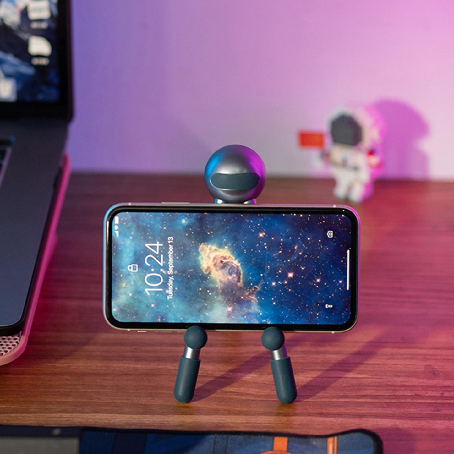 Metal Phone Tripod Adjustable Cellphone Storage Holder Bracket Emerald Green