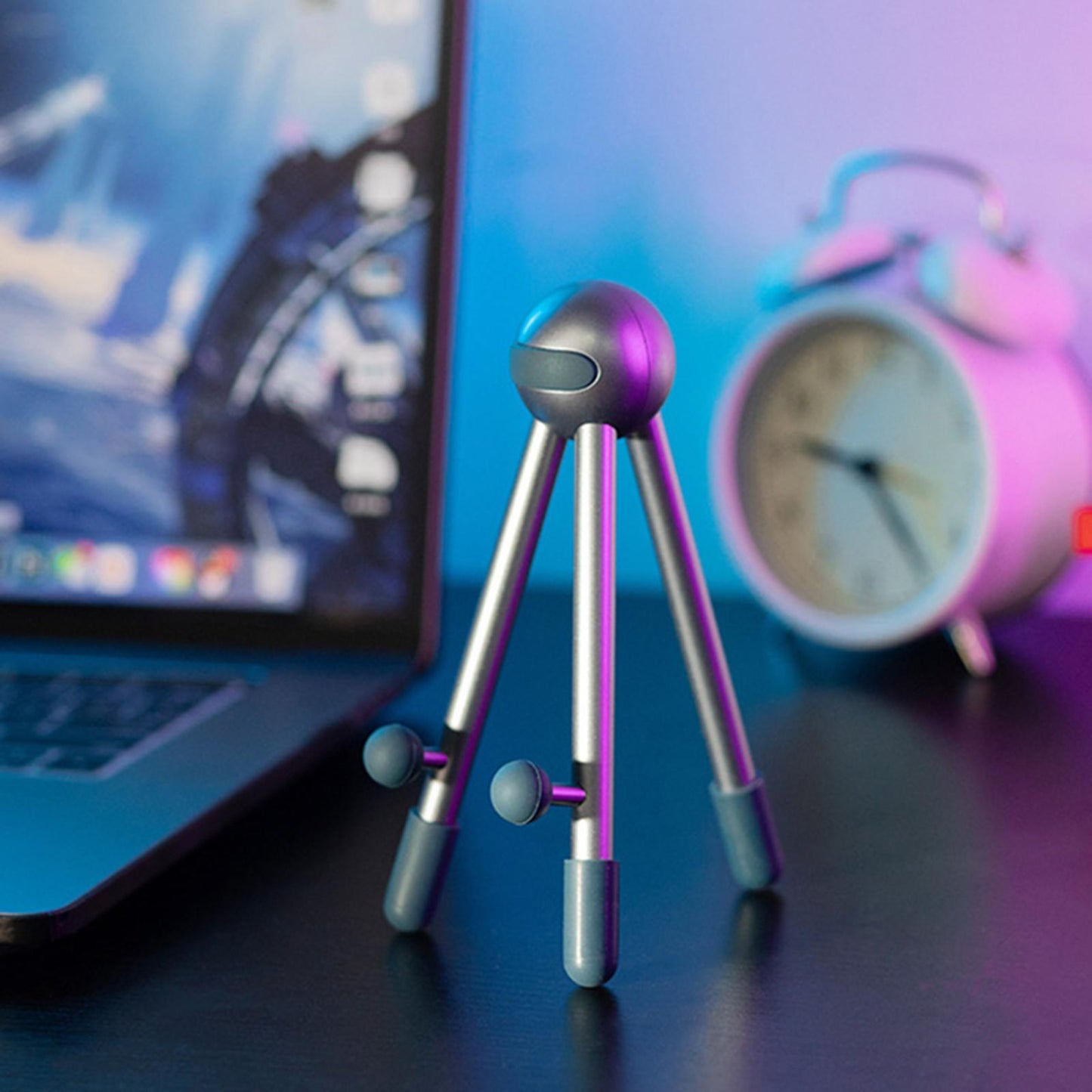 Metal Phone Tripod Adjustable Cellphone Storage Holder Bracket Rose Golden