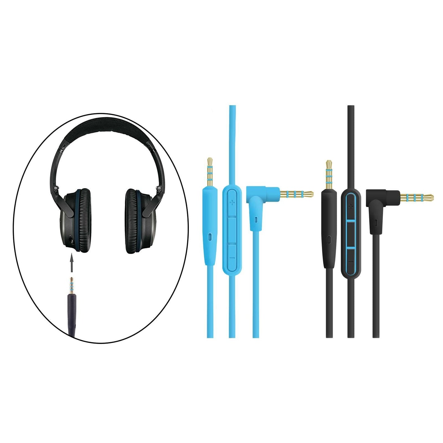 3.5mm to 2.5mm Audio Cable Extension Cord for QC25 QC35 OE2 Headphones Black