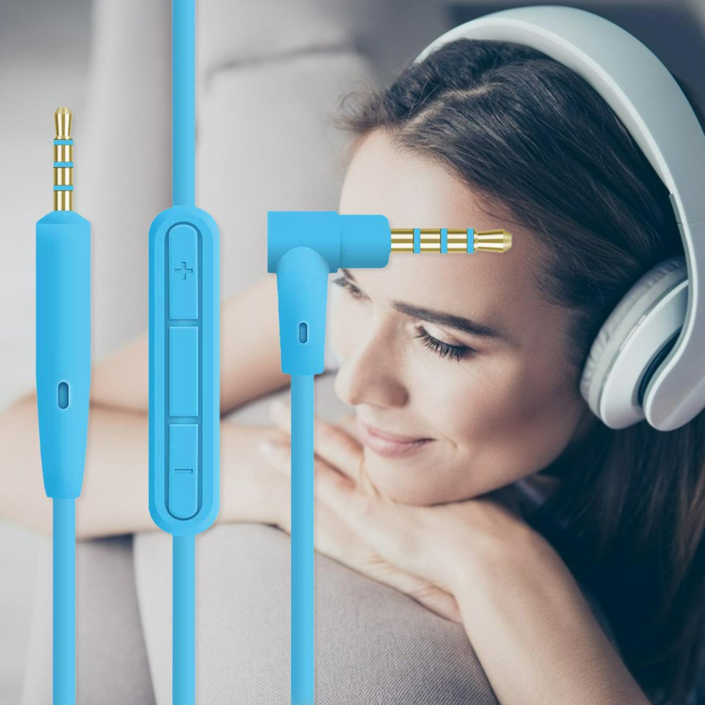 3.5mm to 2.5mm Audio Cable Extension Cord for QC25 QC35 OE2 Headphones Blue