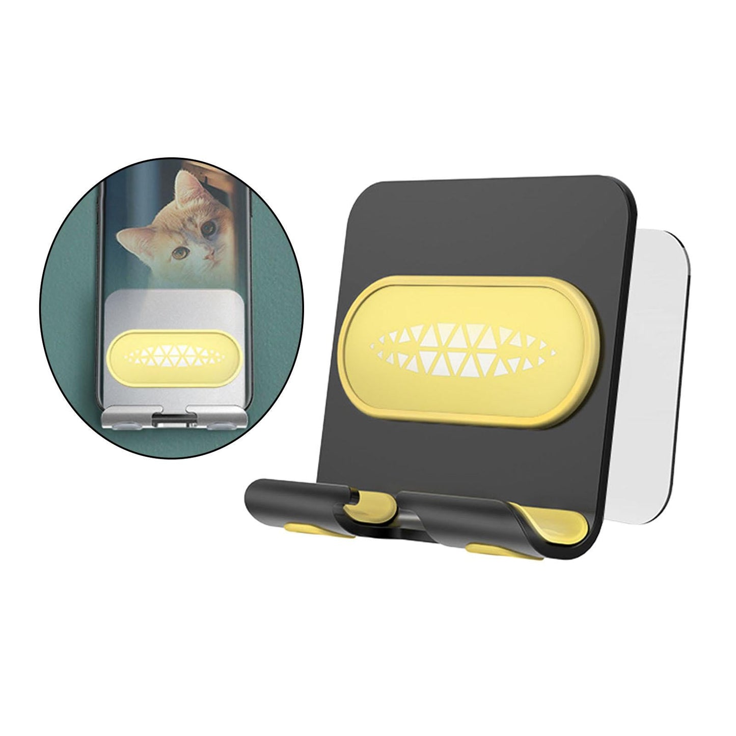 Universal Adhesive Wall Mount Phone Holder Punch-Free Bracket Black Yellow