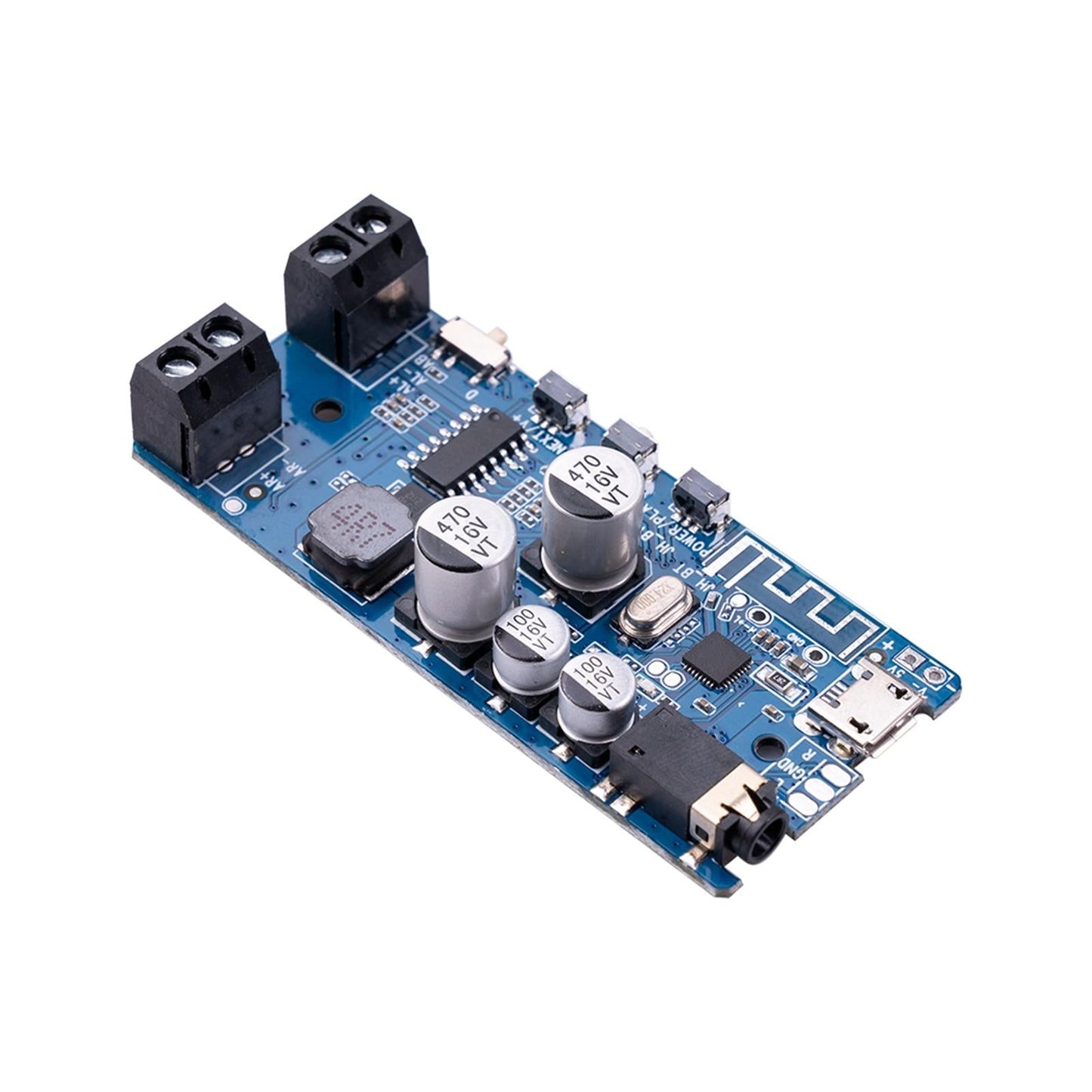 Bluetooth 5.0 Amplifier Board Mini 2x5W Easy Installation Stereo for Home Blue