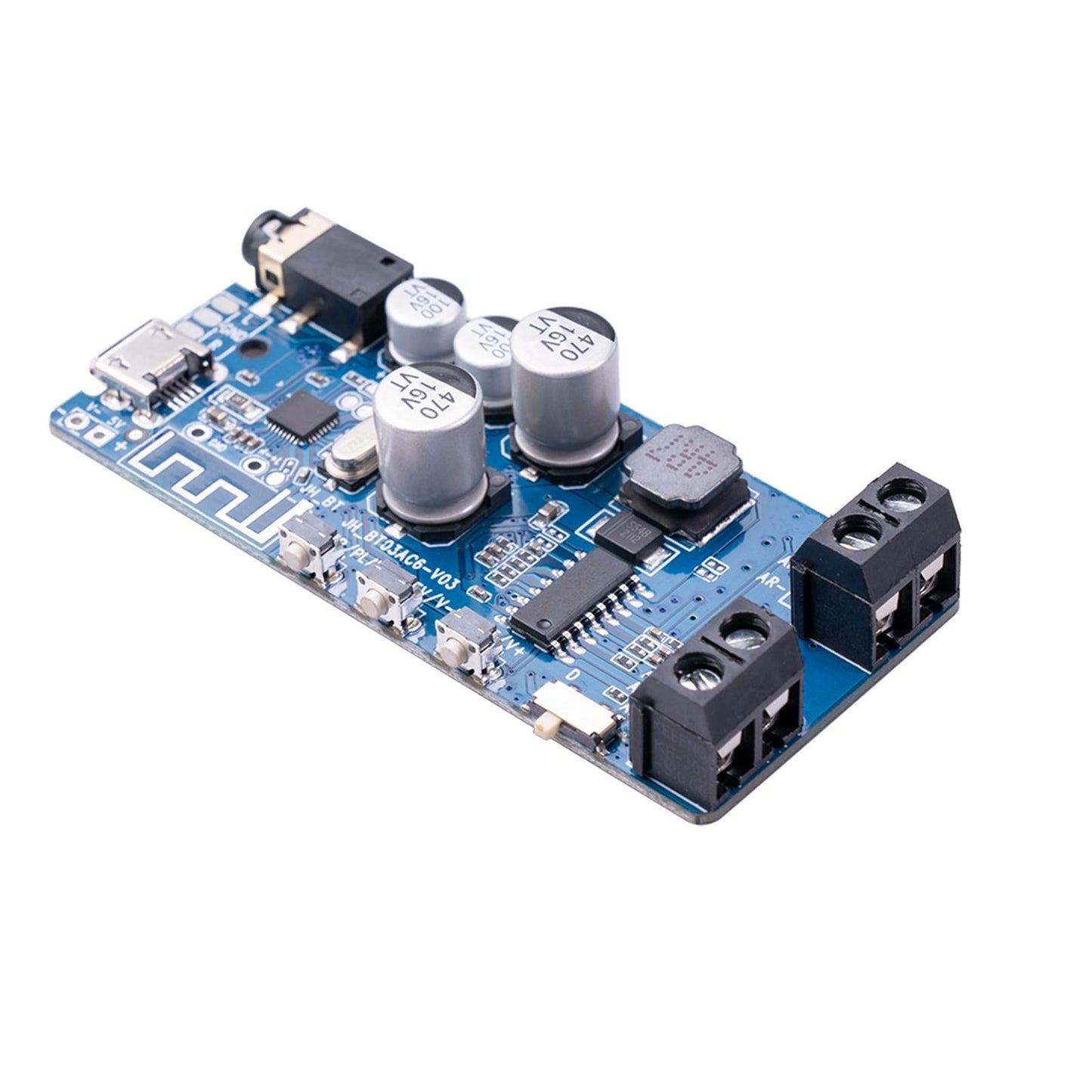 Bluetooth 5.0 Amplifier Board Mini 2x5W Easy Installation Stereo for Home Blue