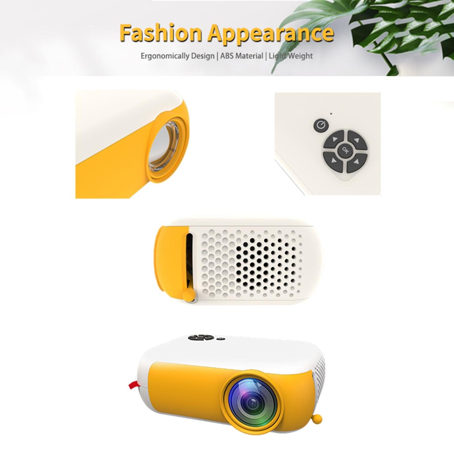 Mini Projector 1080P Home Theater Cinema Kids Gift Remote Control Yellow