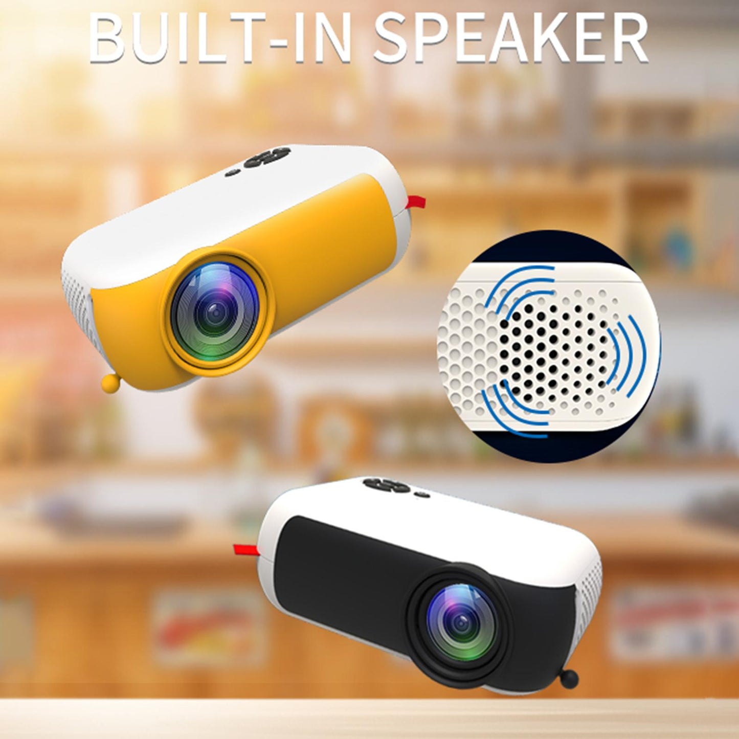 Mini Projector 1080P Home Theater Cinema Kids Gift Remote Control Yellow