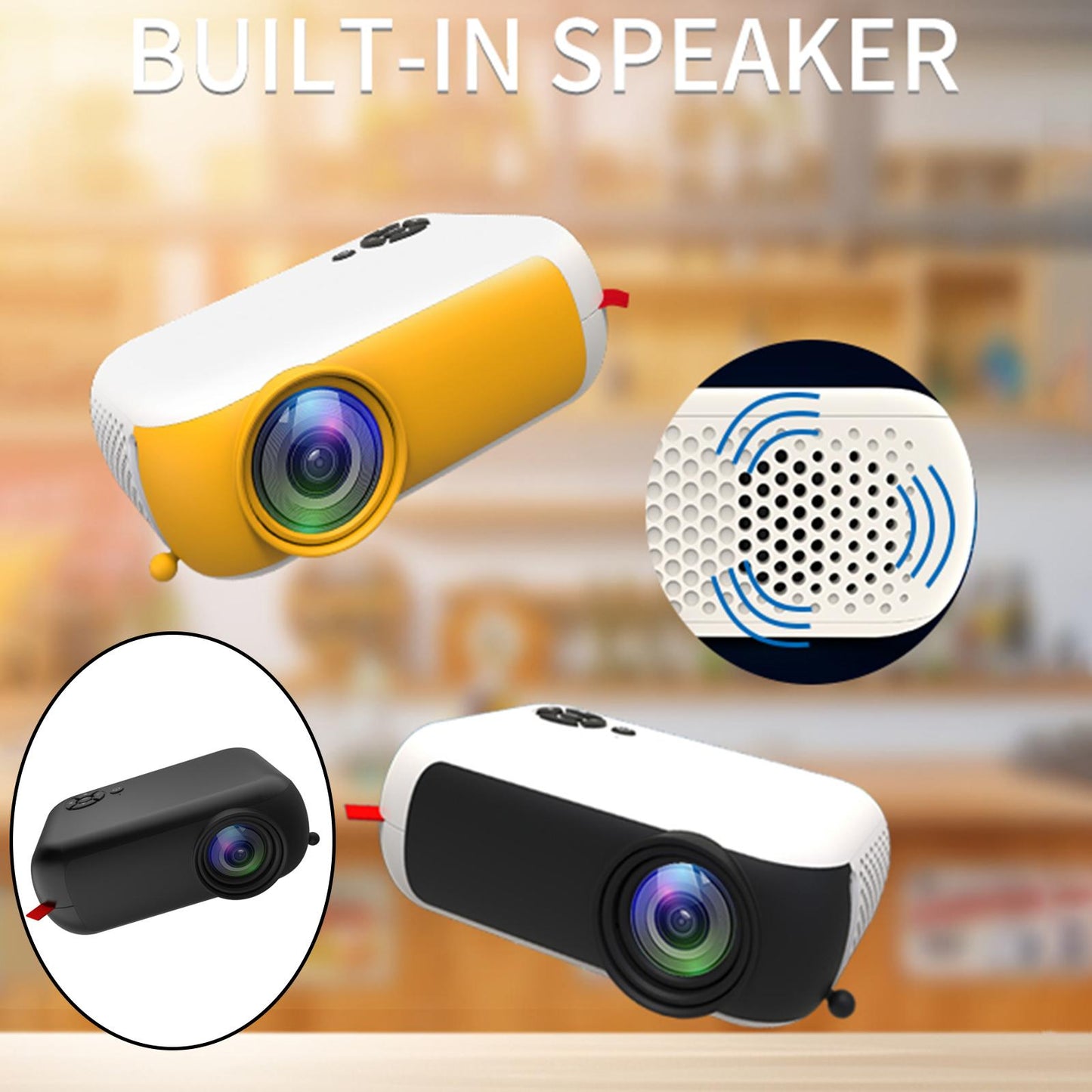 Mini Projector 1080P Home Theater Cinema Kids Gift Remote Control Black