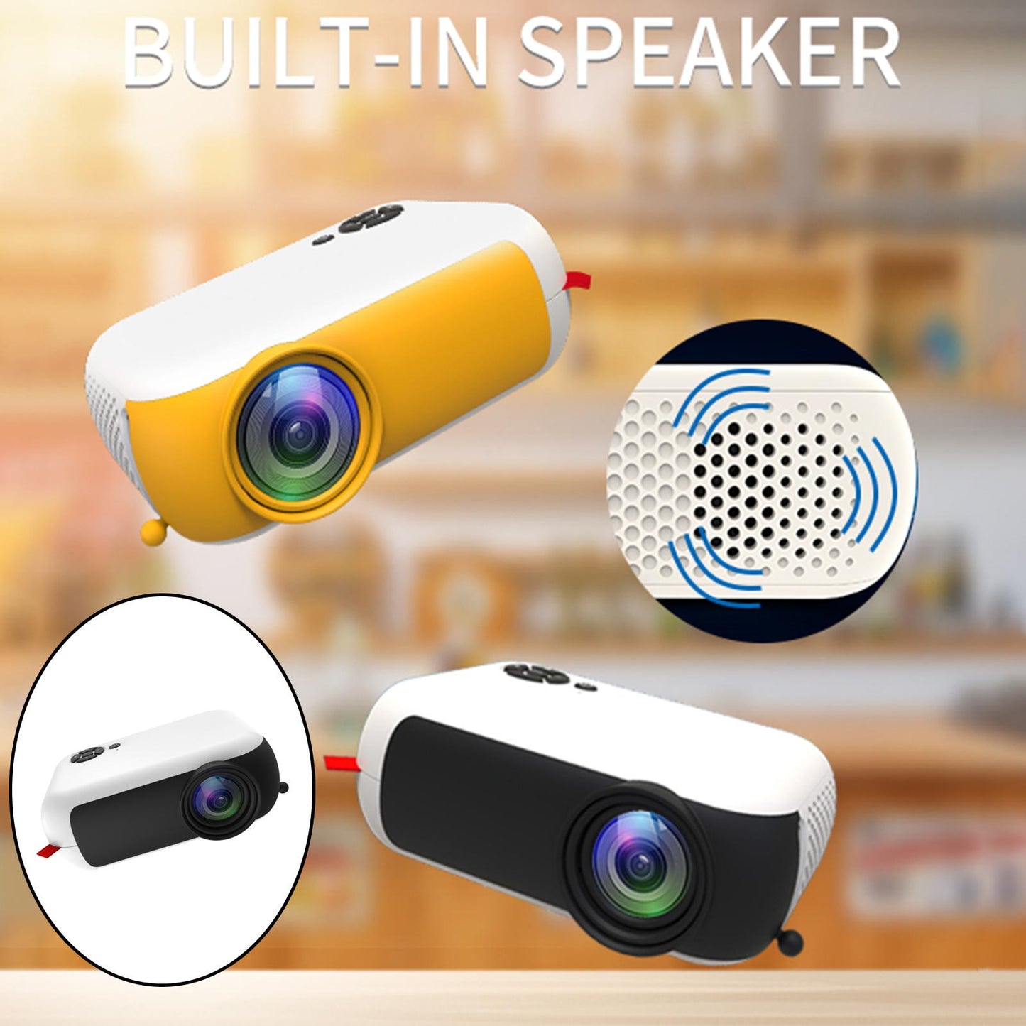 Mini Projector 1080P Home Theater Cinema Kids Gift Remote Control White
