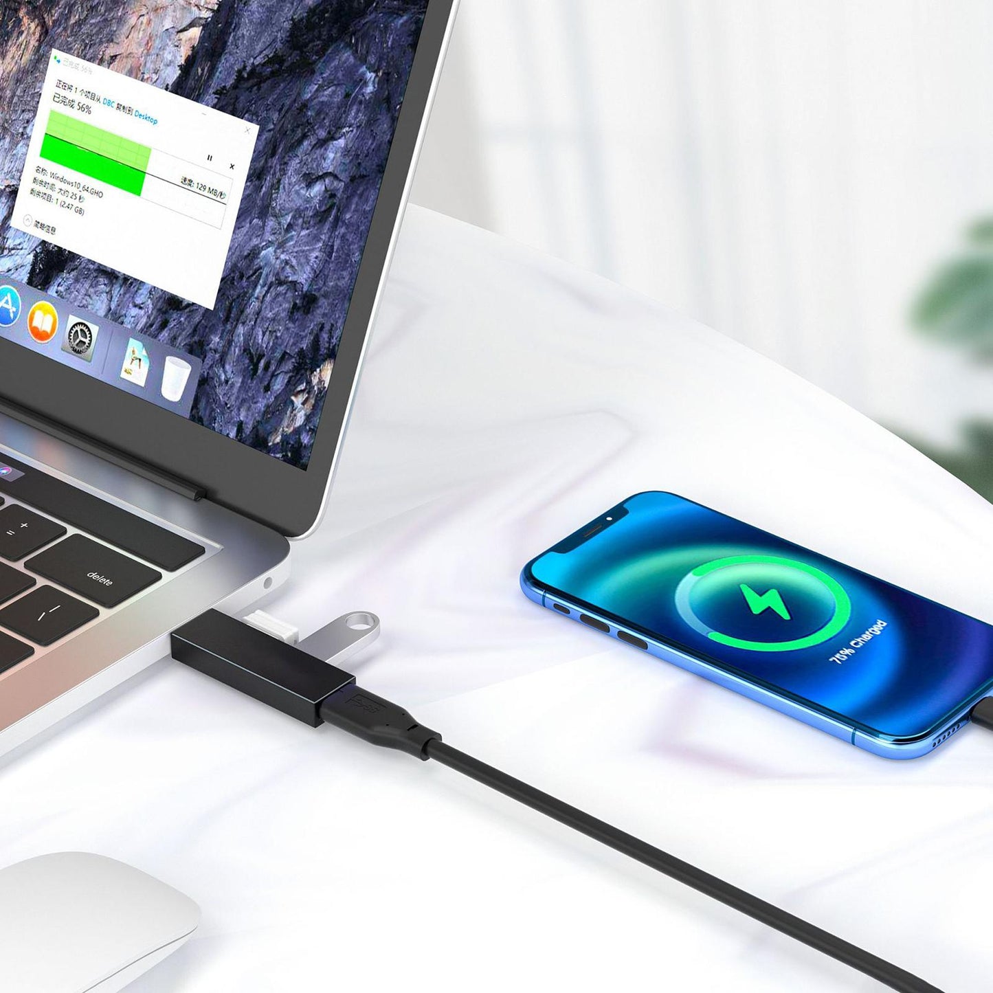 3 in 1 USB Docking Station USB Hub 5Gpsb for PC Laptop Keyboard Desktop