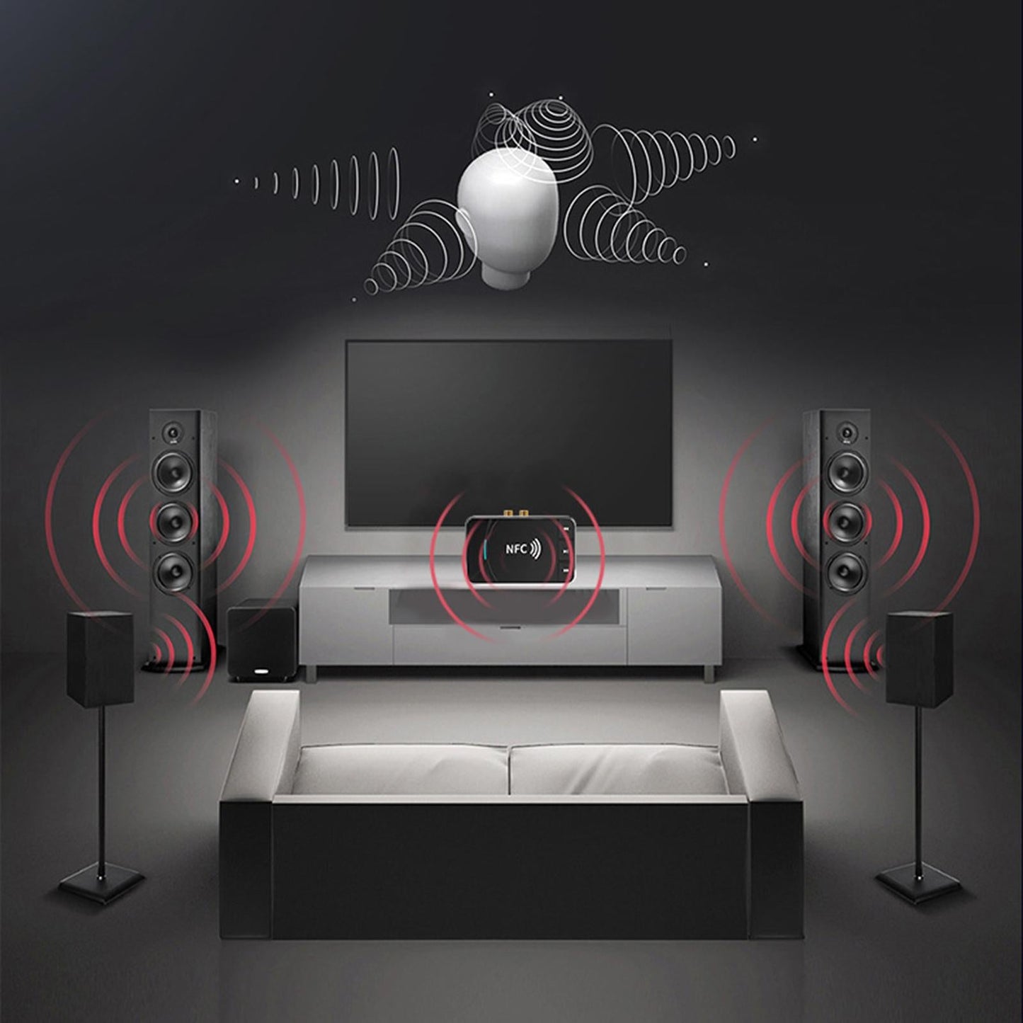 Bluetooth 5.0 Receiver Transmitter FM Stereo 3.5mm AUX Home Sound System