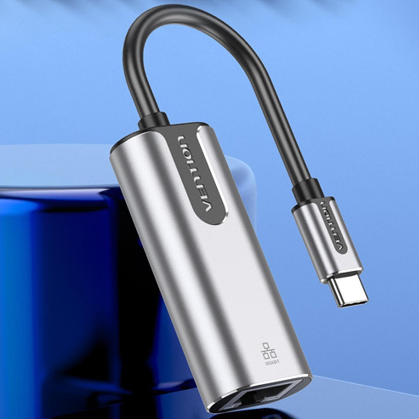 10/100/1000Mbps USB Type C Ethernet Adapter Portable Network Card Gray