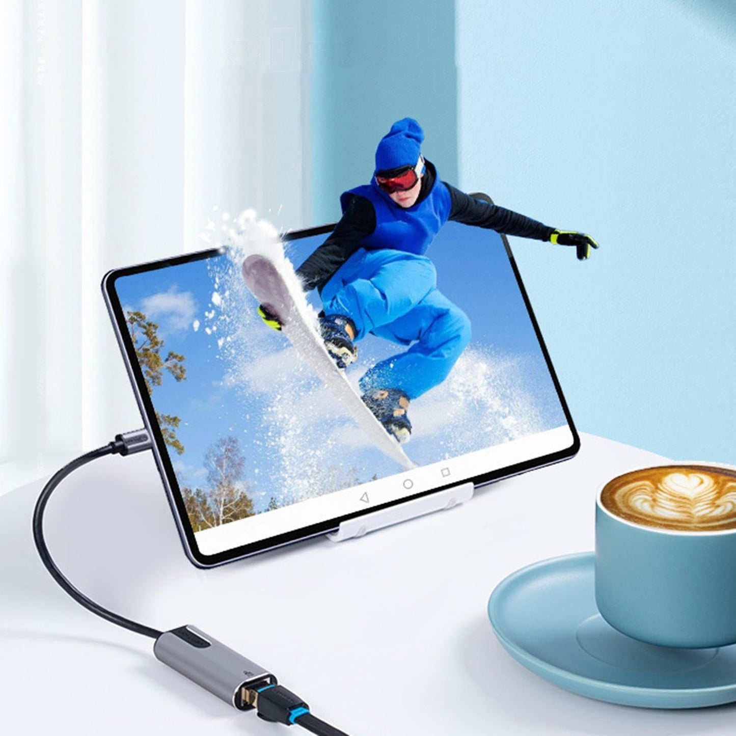 10/100/1000Mbps USB Type C Ethernet Adapter Portable Network Card Gray