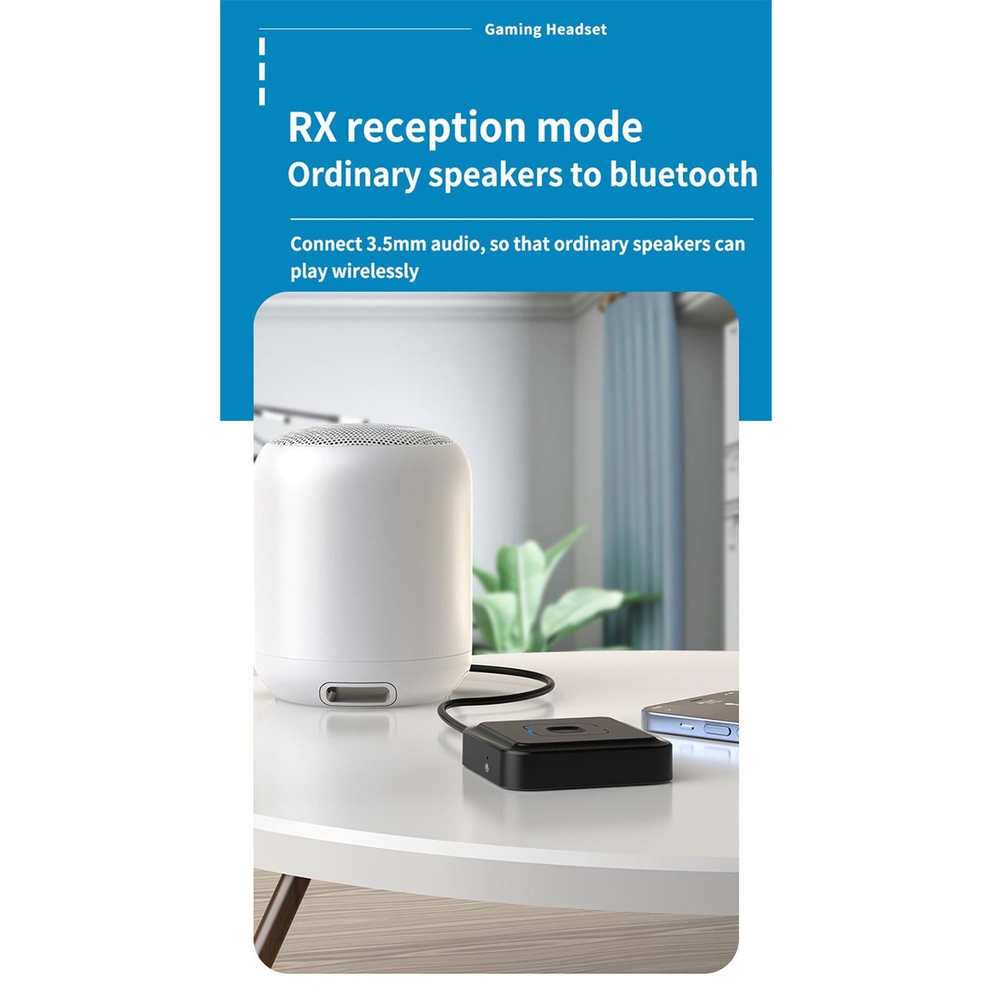 Bluetooth 5.1 AUX Transmitter and Receiver Rechargeable AUX Interface Design