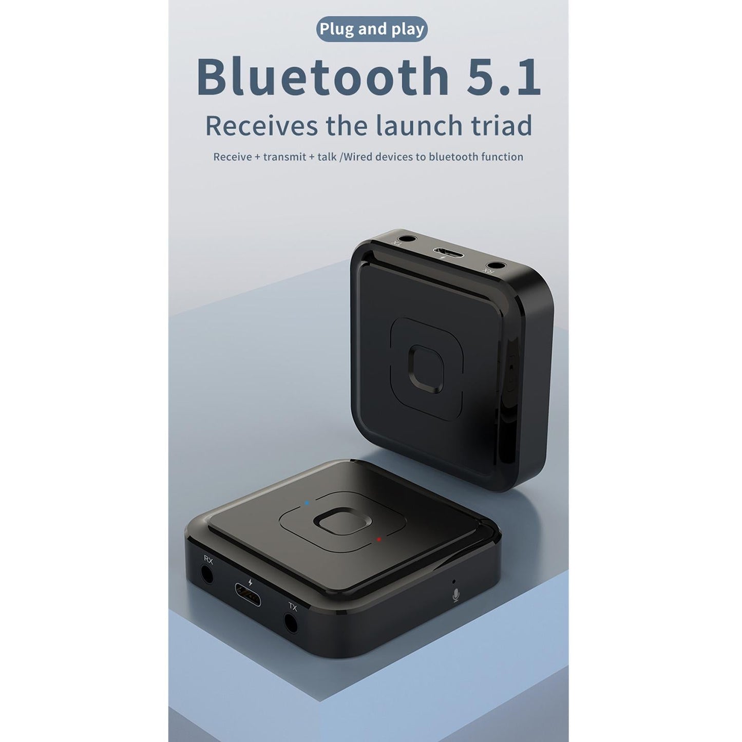 Bluetooth 5.1 AUX Transmitter and Receiver Rechargeable AUX Interface Design