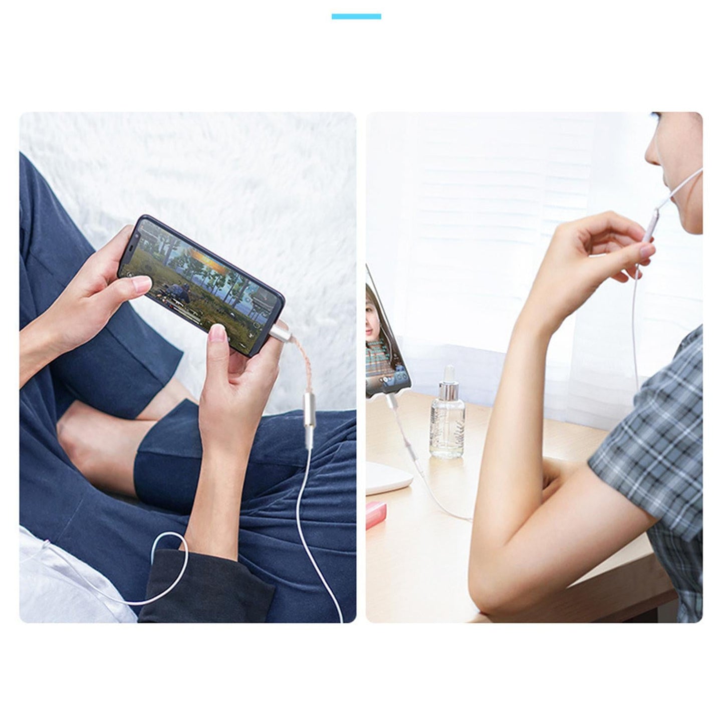 USB C to 3.5mm USB C to Mic Jack External Audio Adapter Black