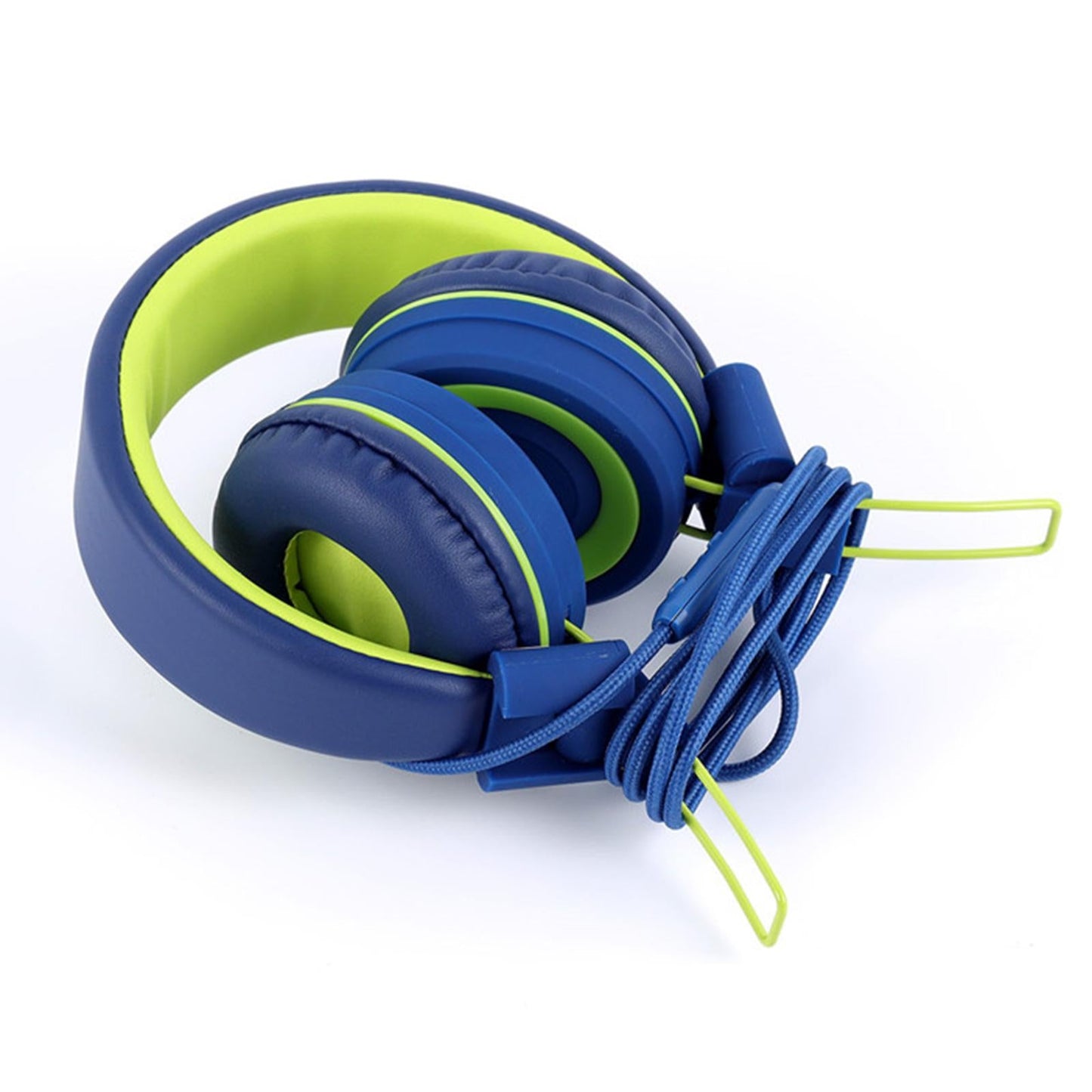 On-Ear Wired Headset Noise Cancellation 3.5mm Socket for School Travel Kids Blue Green