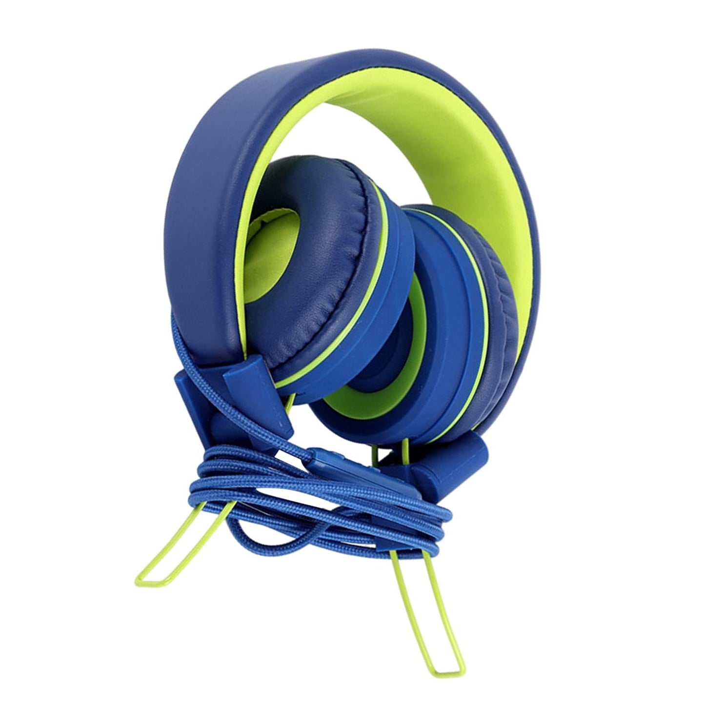 On-Ear Wired Headset Noise Cancellation 3.5mm Socket for School Travel Kids Blue Green