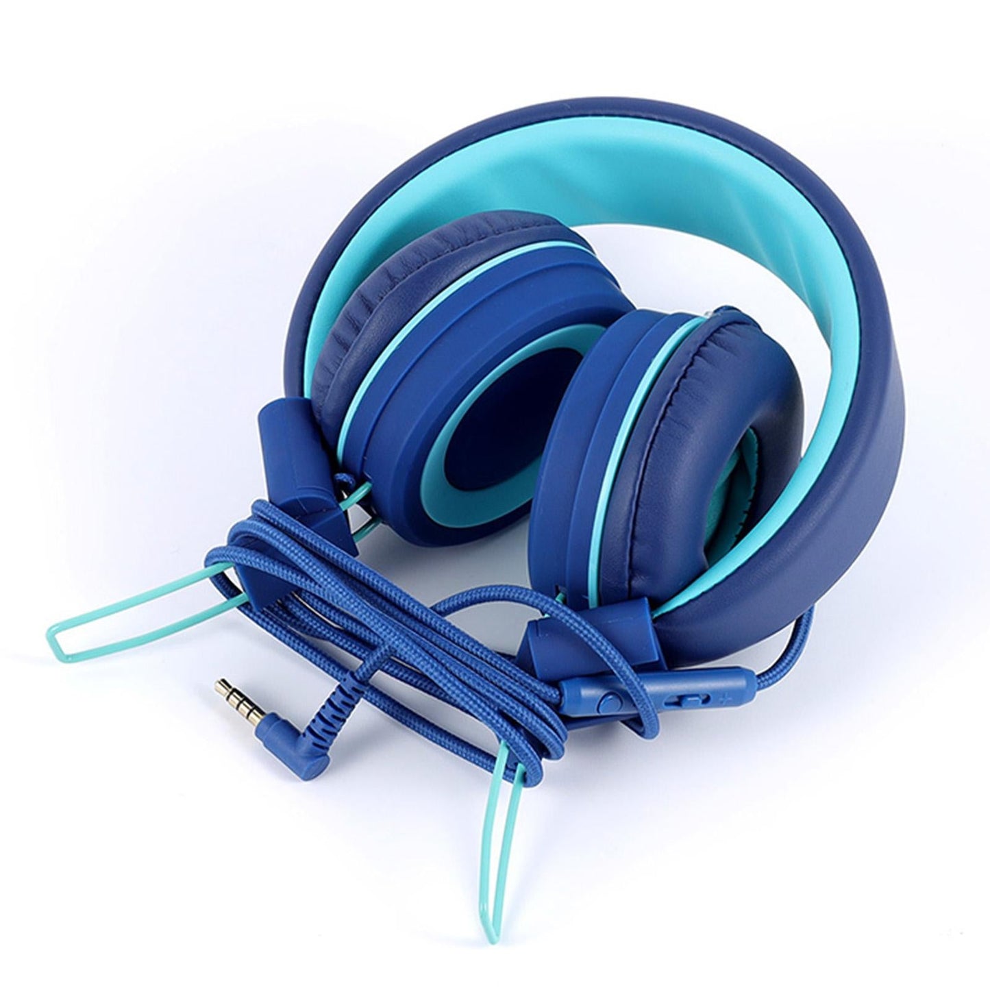 On-Ear Wired Headset Noise Cancellation 3.5mm Socket for School Travel Kids Blue