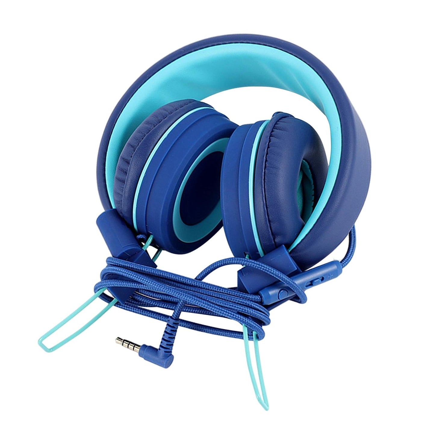 On-Ear Wired Headset Noise Cancellation 3.5mm Socket for School Travel Kids Blue